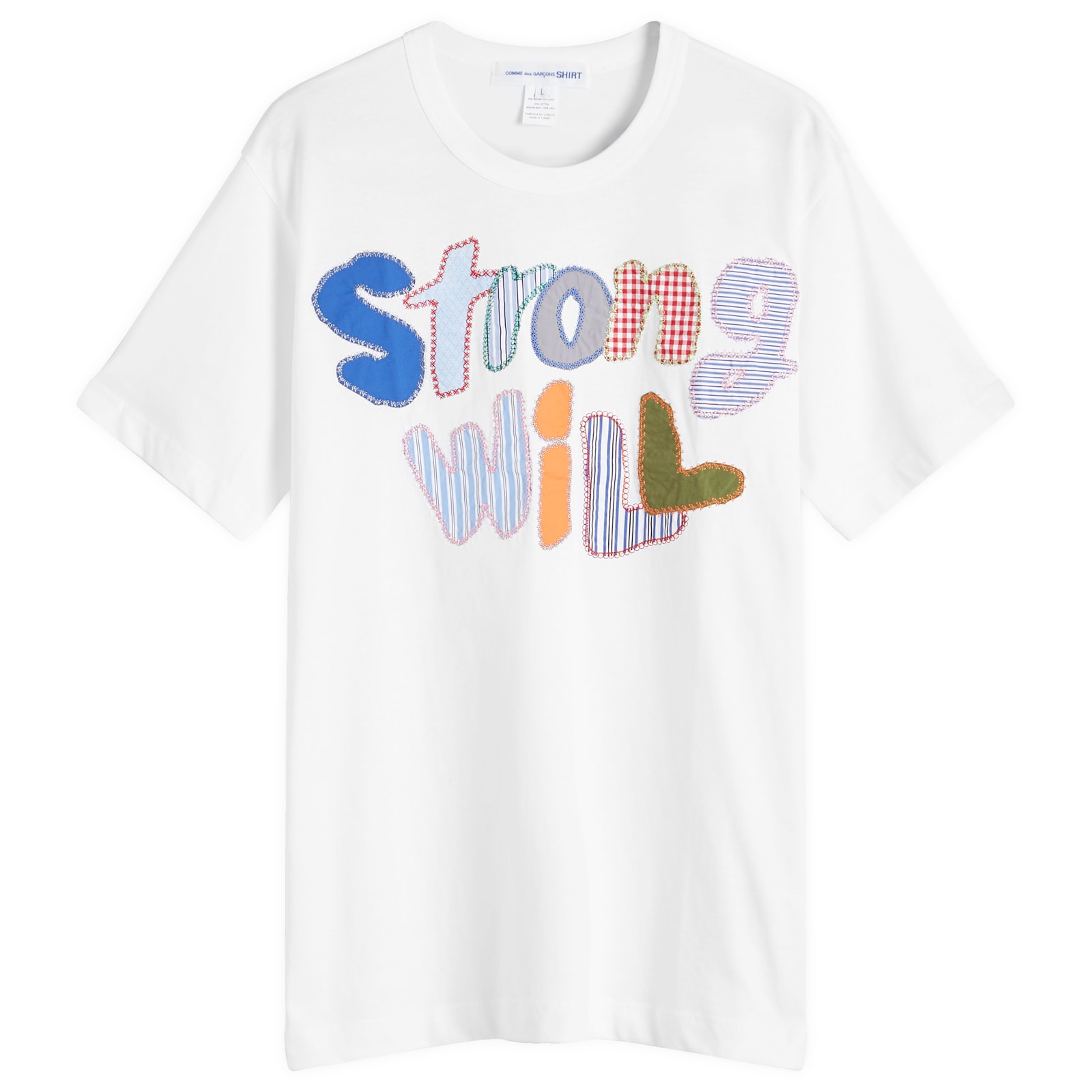★COMME des GARCONS SHIRT★ Strong Will Patchwork T-Shirt Comme des Garçons SHIRT Strong Will Patchwork T-Shirt White