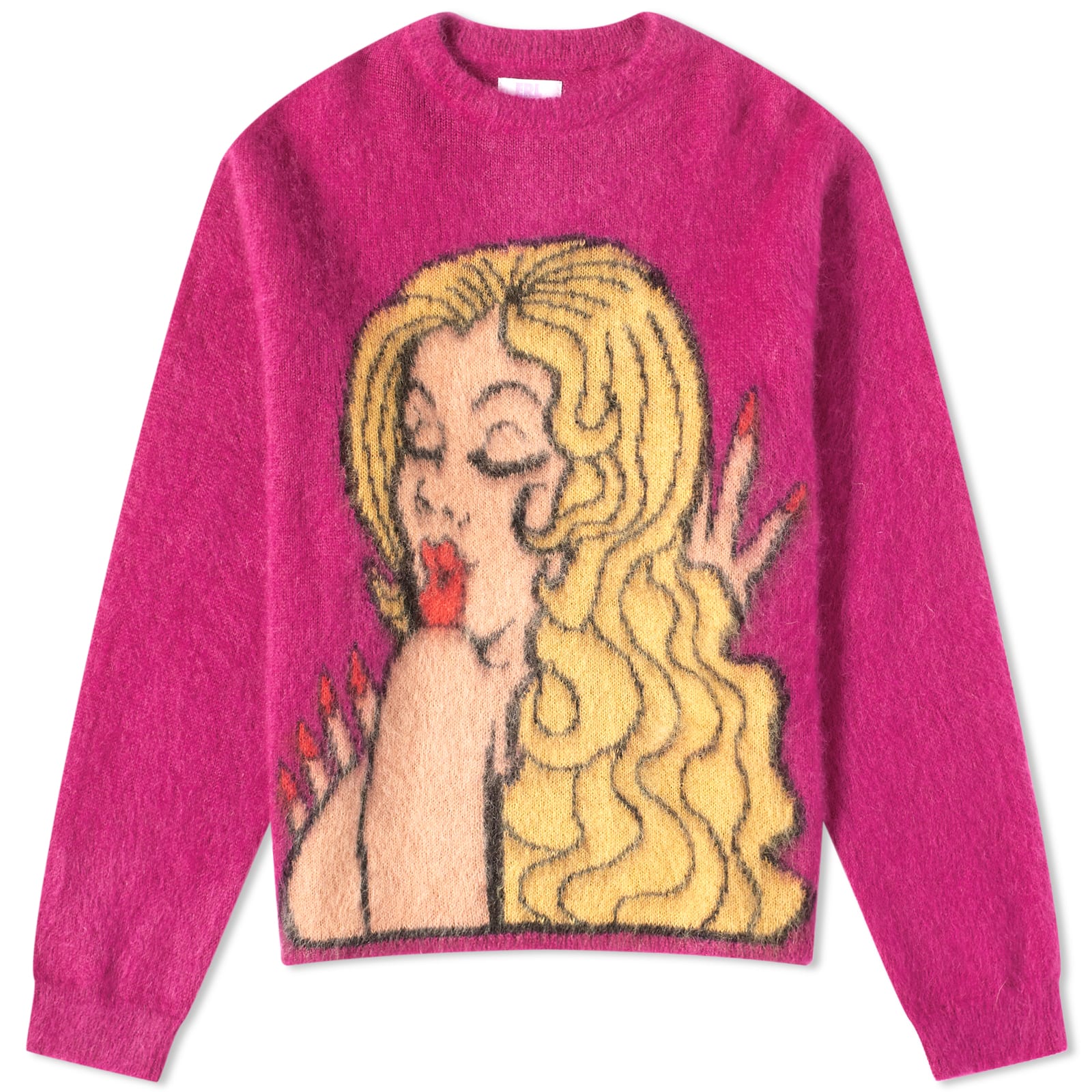 ERL Unisex Kiss Mohair Intarsia Sweater Fuscia | END. (AR)