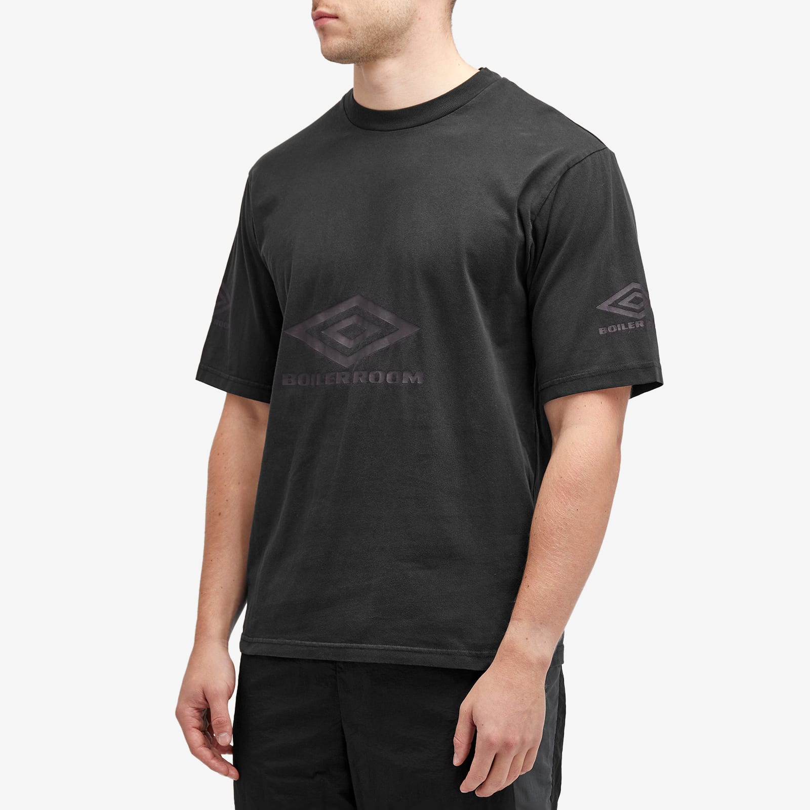 Boiler Room Men's x Umbro Washed T-Shirt Black - Curated Menswear