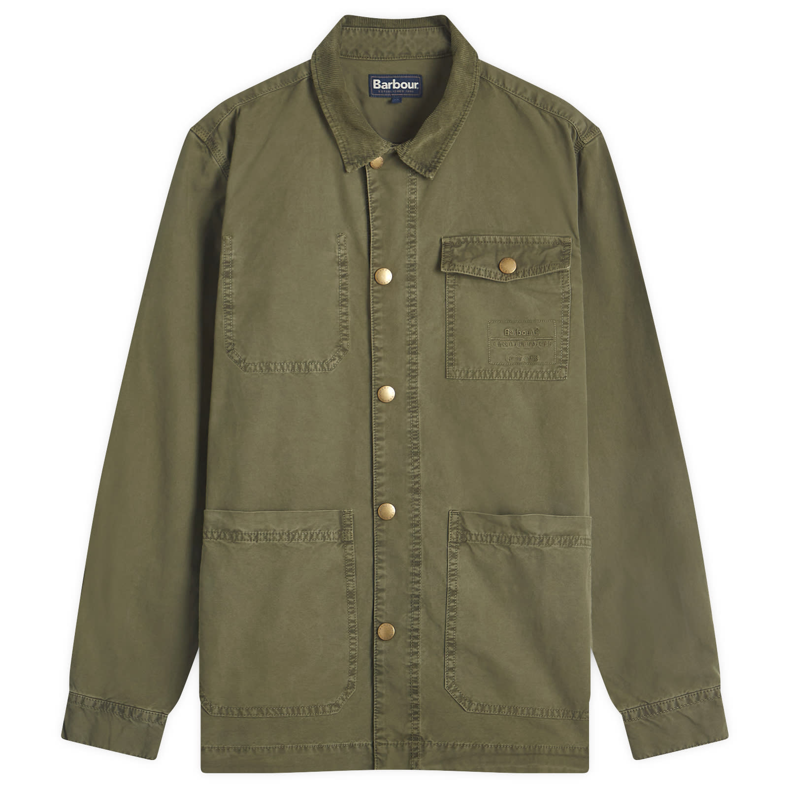 Barbour Grindle Relaxed Canvas Overshirt Mid Olive (FR)