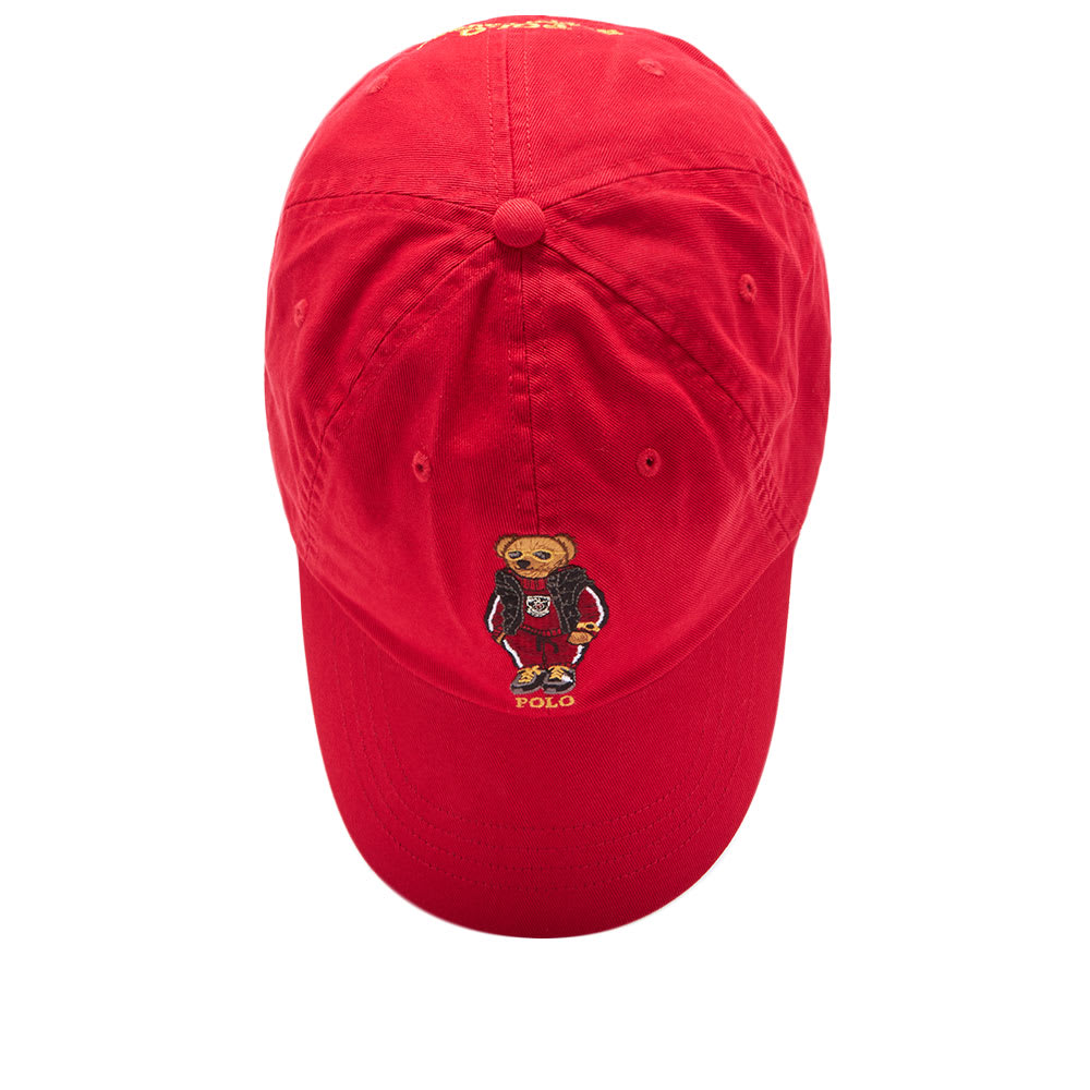 red polo hat with bear