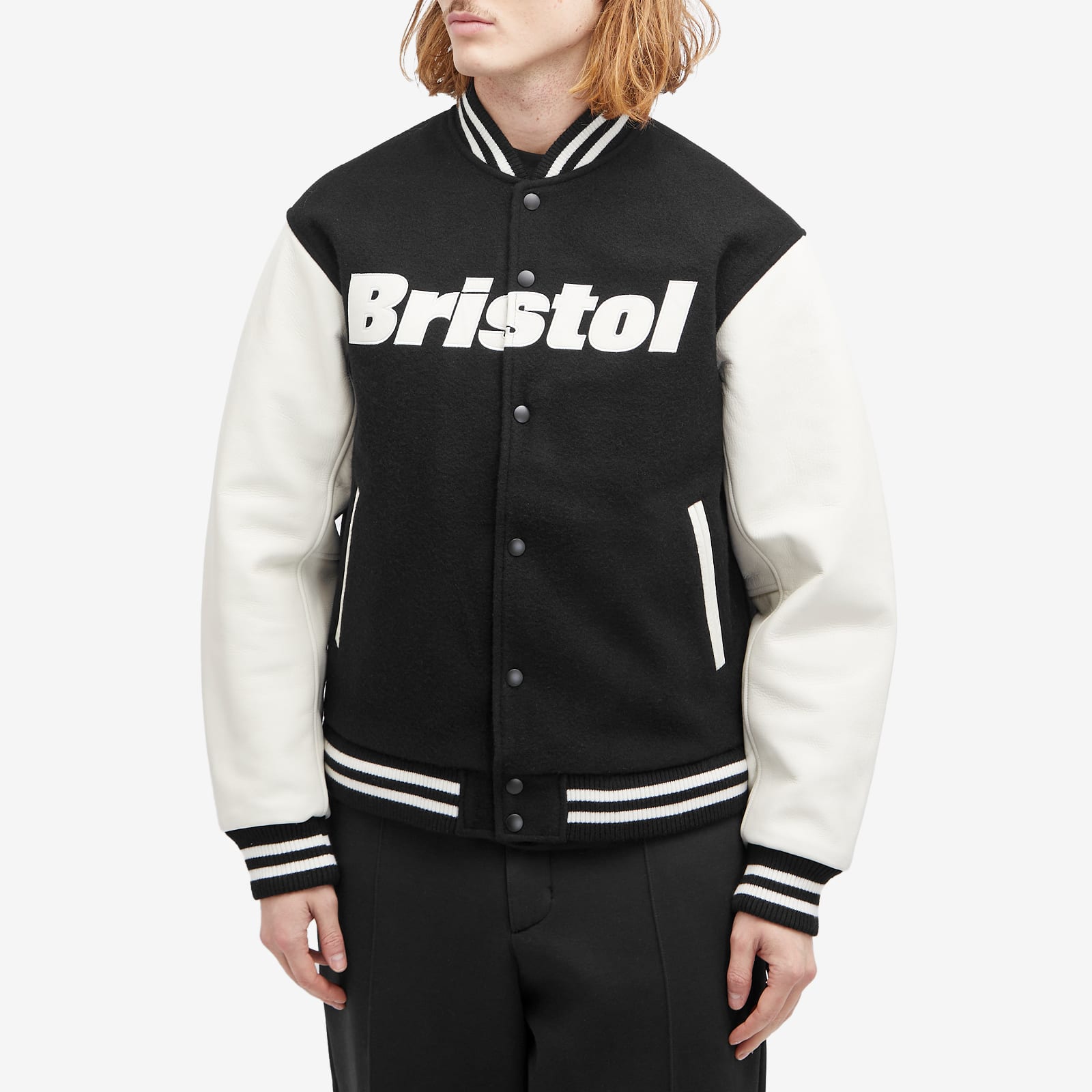 ウェア Bristol Varsity Jacket 24AW F.C. Real Bristol Men's Varsity Jacket Black - Curated Menswear