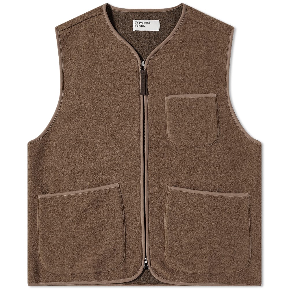 Universal Works Wool Fleece Zip Gilet Brown END.