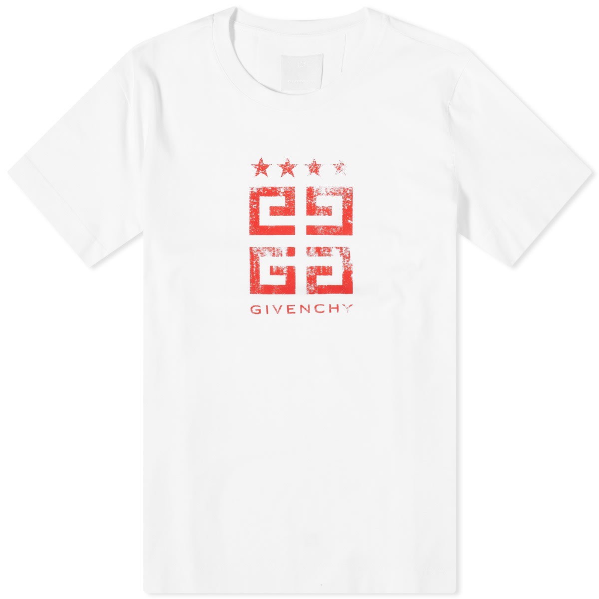 【定番】Givenchy 4G スタンプ ロゴ Tシャツ Givenchy 4G Stamp Logo T-Shirt White & Red | END. (US)