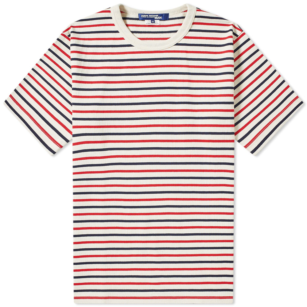 Junya Watanabe MAN Multi Stripe Tee Natural, Red & Navy | END. (US)