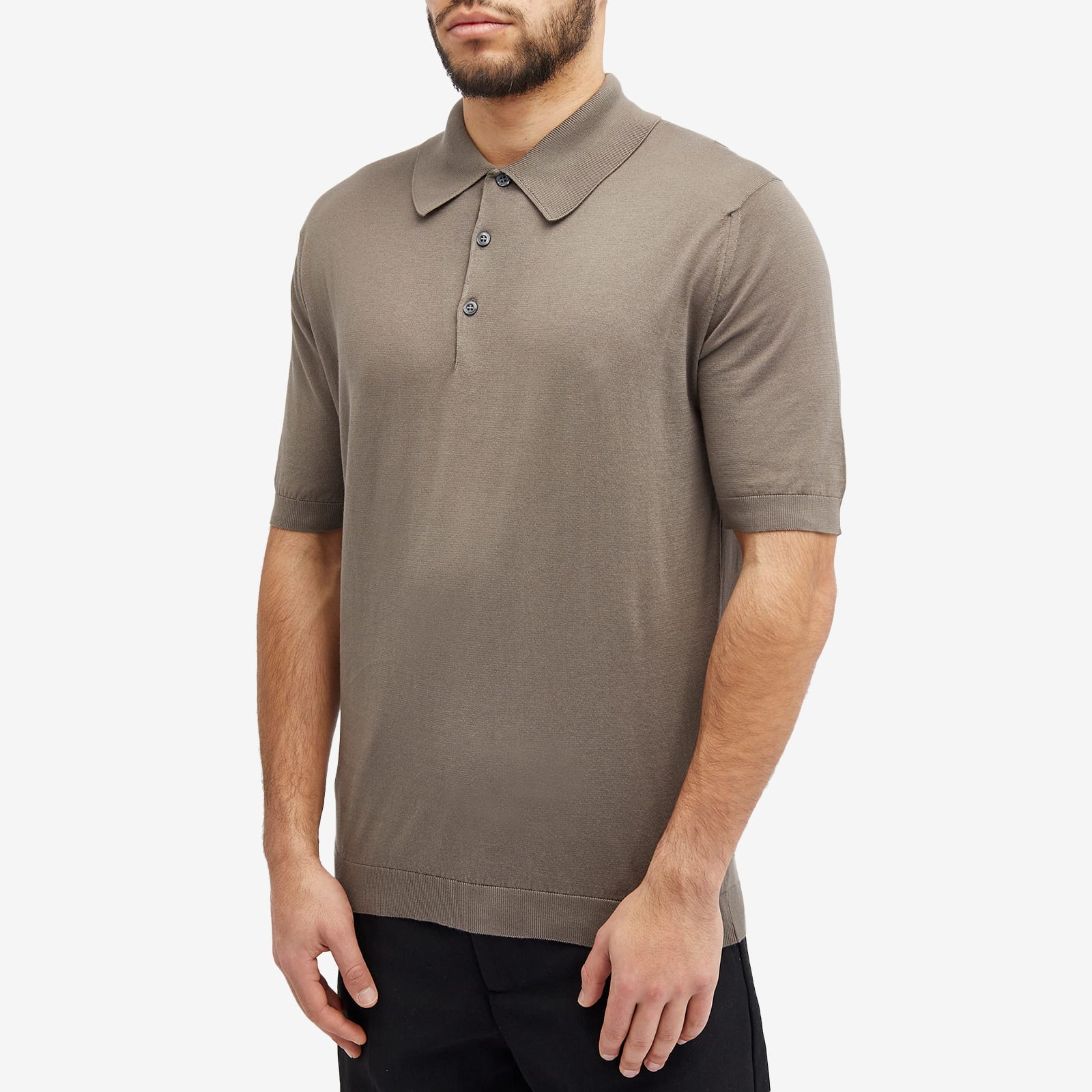 John Smedley Men's ISIS Heritage Knit Polo Beige Musk | JS-ISIS