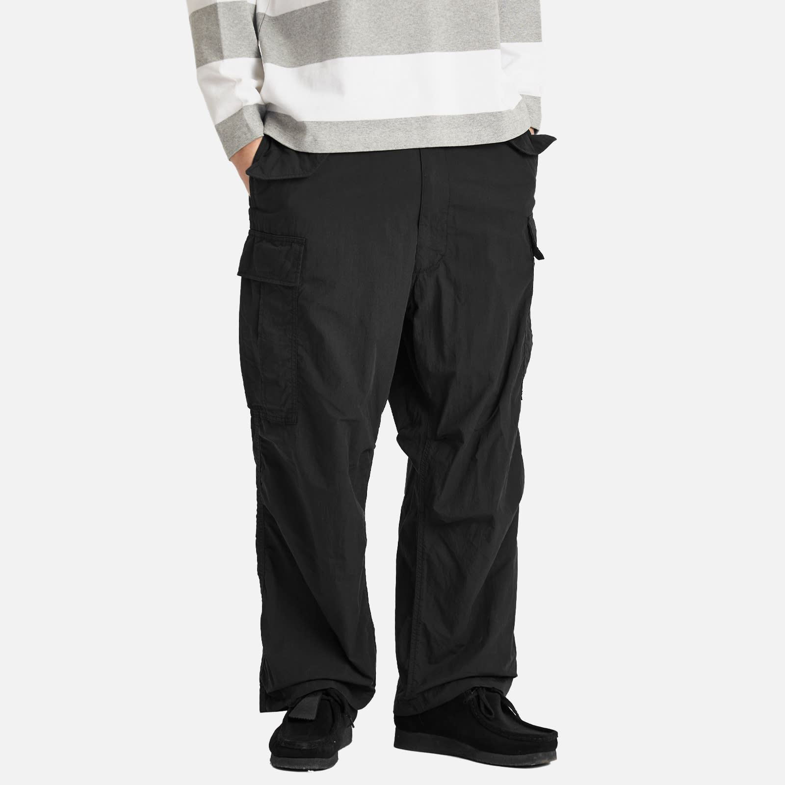 BEAMS Men's Big 6 Pocket Cargo Pants Black - Curated Menswear