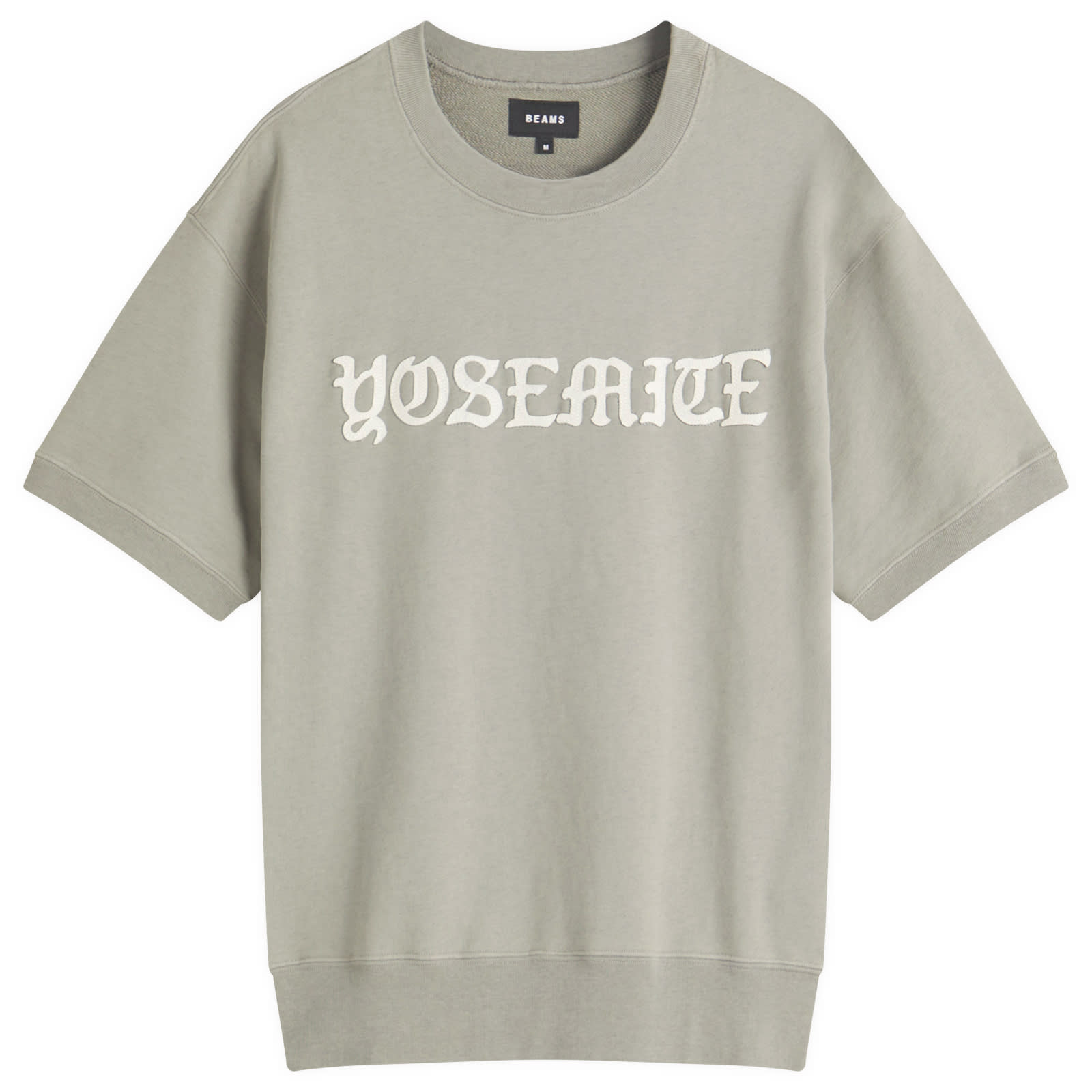 Beams Men's Grey Print Short Sleeve Sweat