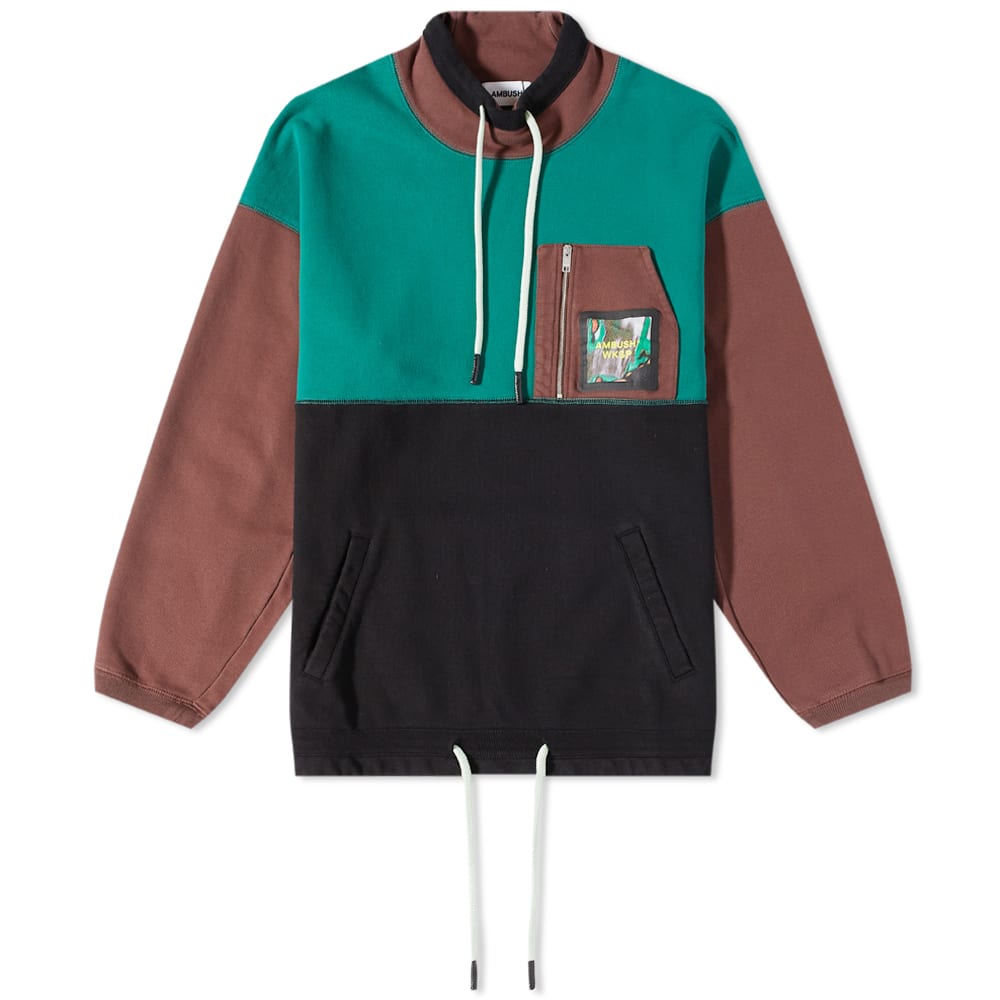 Ambush Colourblock Drawstring Fleece Brown & Green END. (CA)