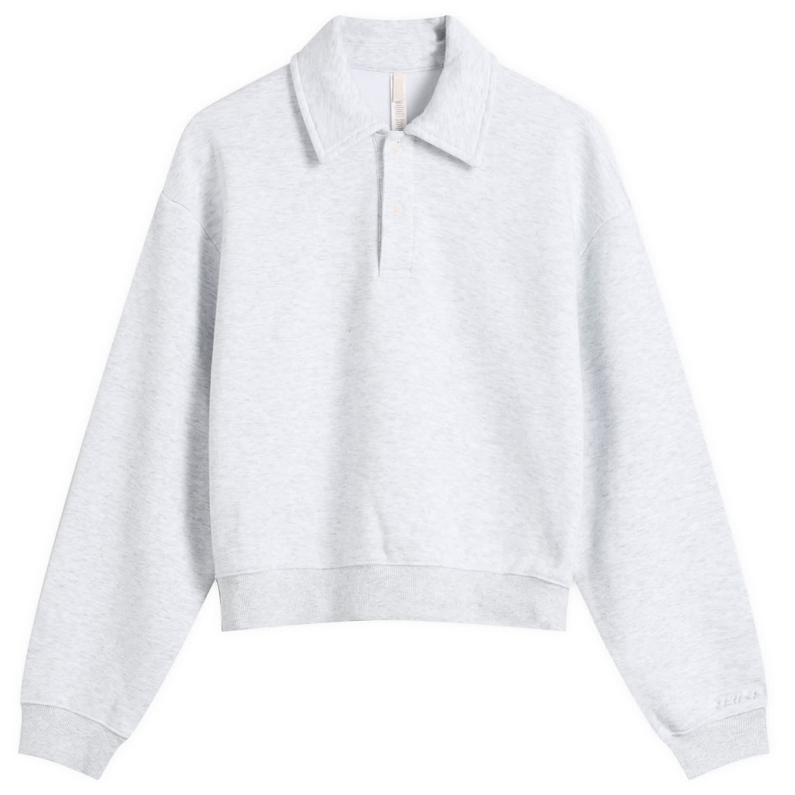 SKIMS Women's Cotton Fleece Long Sleeve Henley Sweat in Light Heather Grey, Size Large 