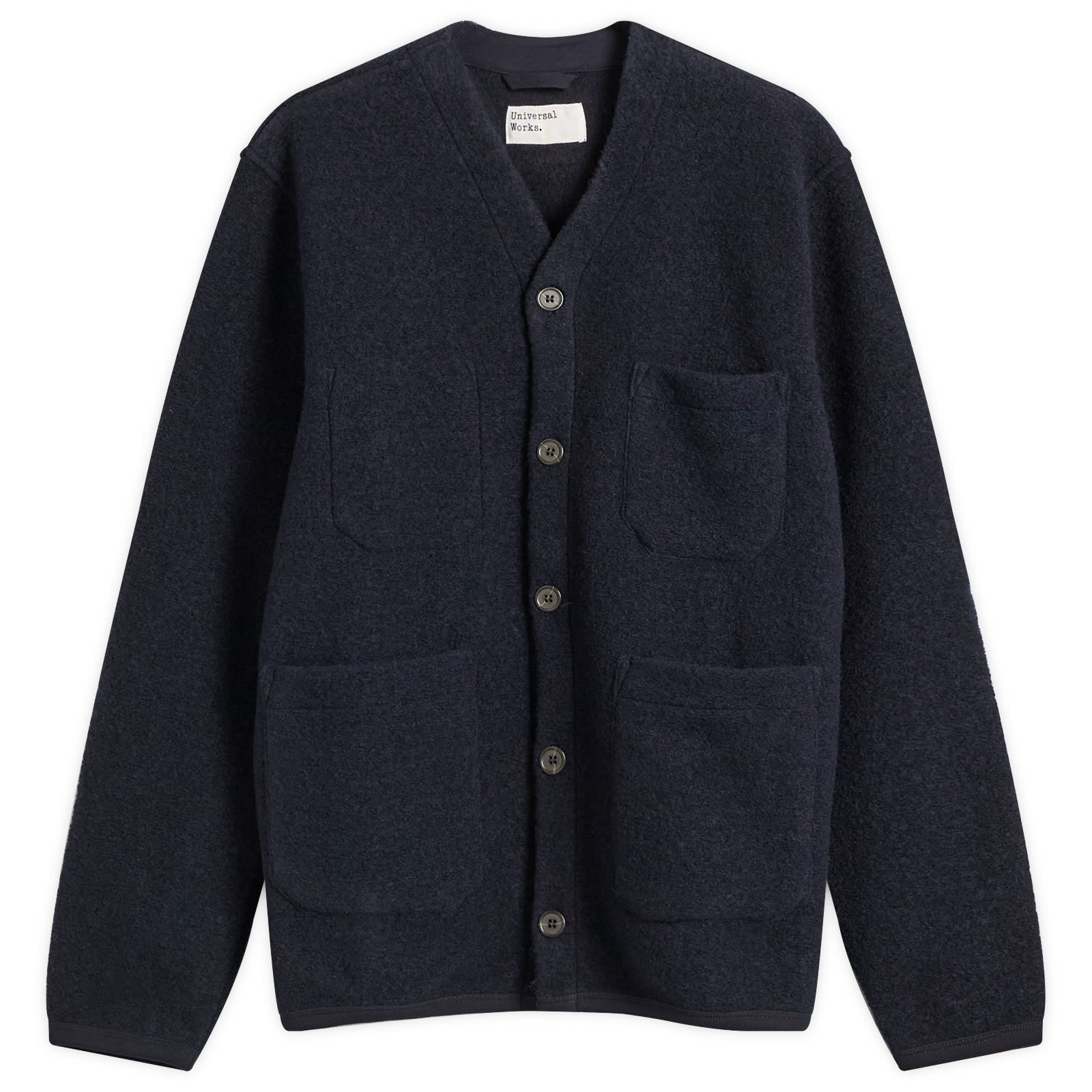 Universal Works Men’s Wool Fleece Cardigan Navy