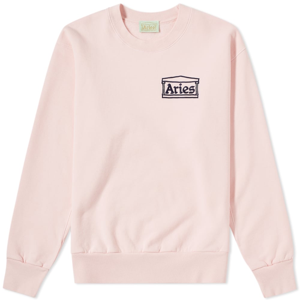 Aries Logo Crew Sweat Pink & Navy | END.