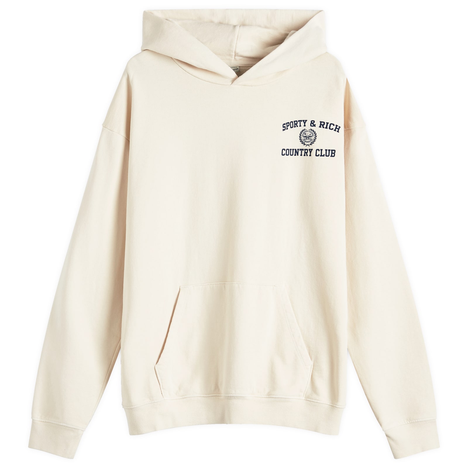 Sporty&Rich｜HOODIES/SWEATS (Varsity Crest Hoodie - Crea Sporty & Rich Men's Varsity Crest Hoodie in Cream/Navy