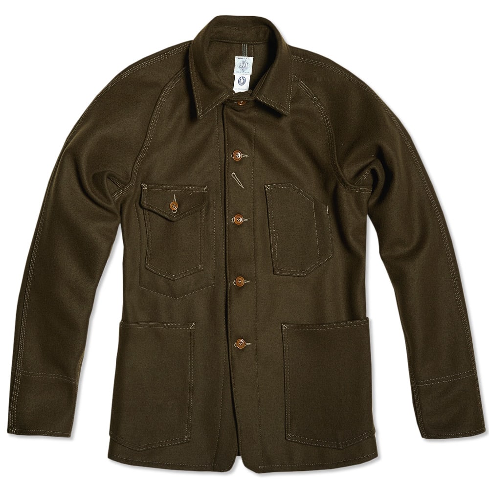 Post Overalls Engineers Jacket Olive Wool Melton END. (US)