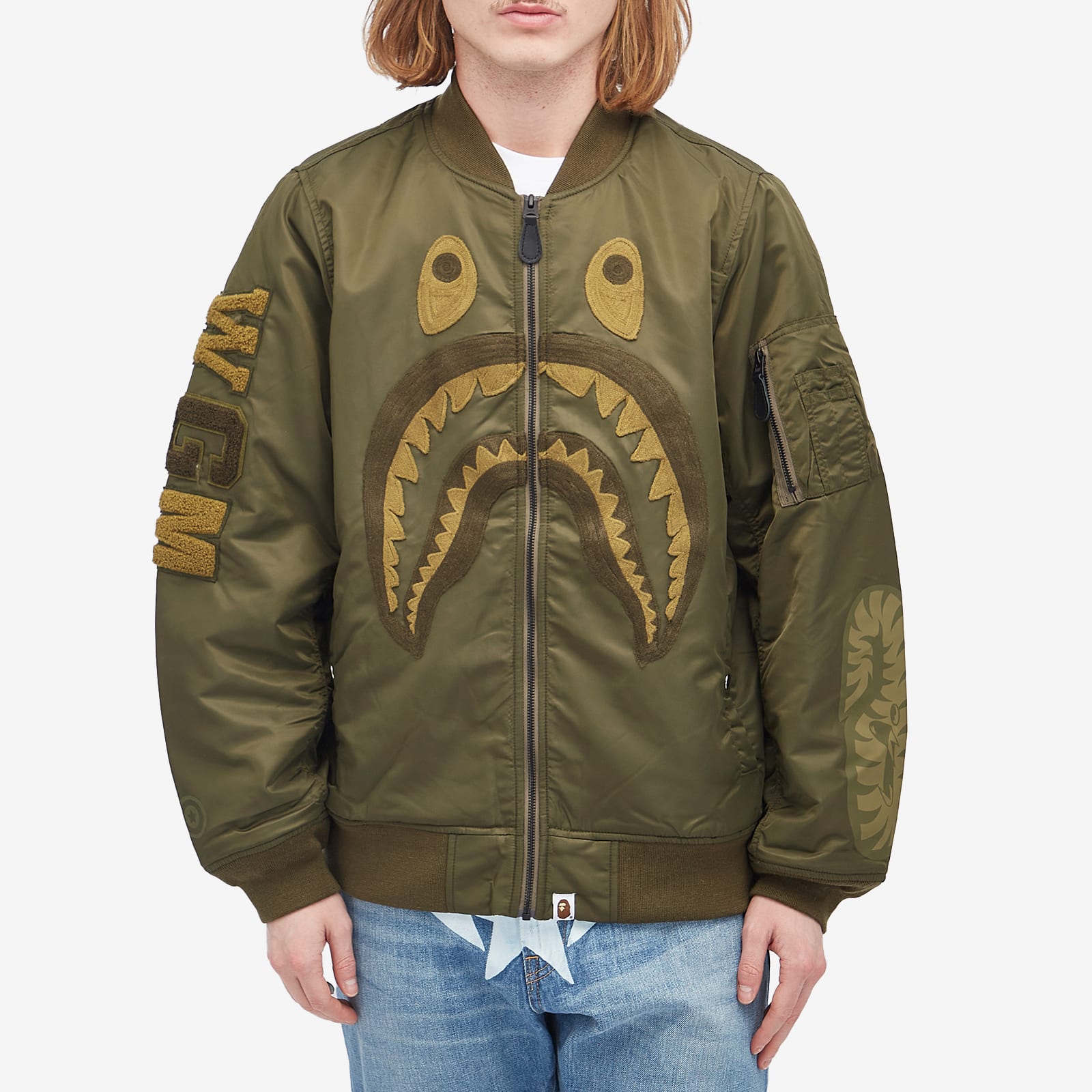 ジャケット・アウター A Bathing Ape Shark MA-1 Jacket Olive BAPE Unveils Shark MA-1 Flight Jackets | Hypebeast