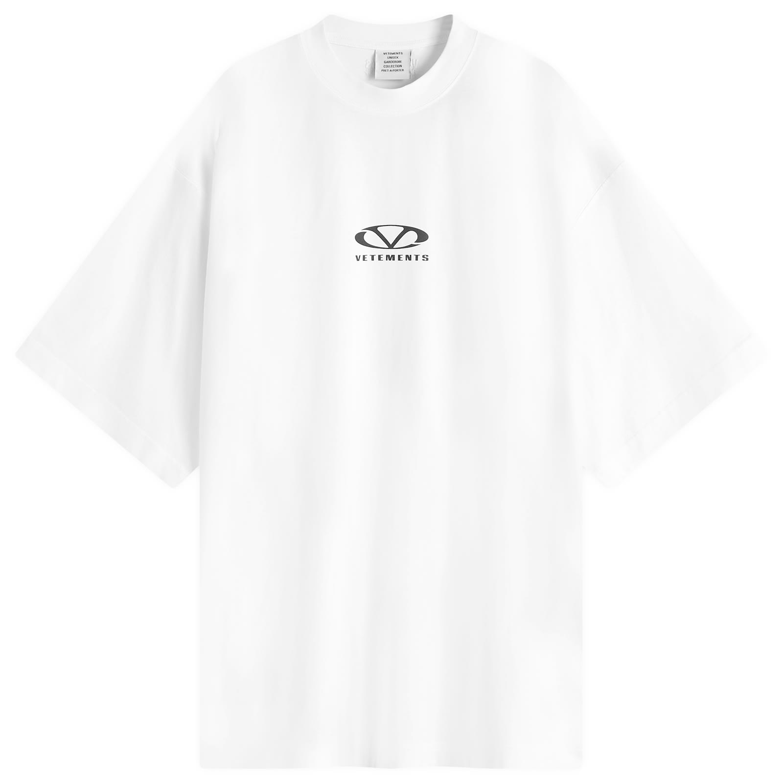 VETEMENTS♡ OVAL LOGO OVERSIZED T-Shirt VETEMENTS Oval Logo Oversized T-Shirt White | END. (CA)