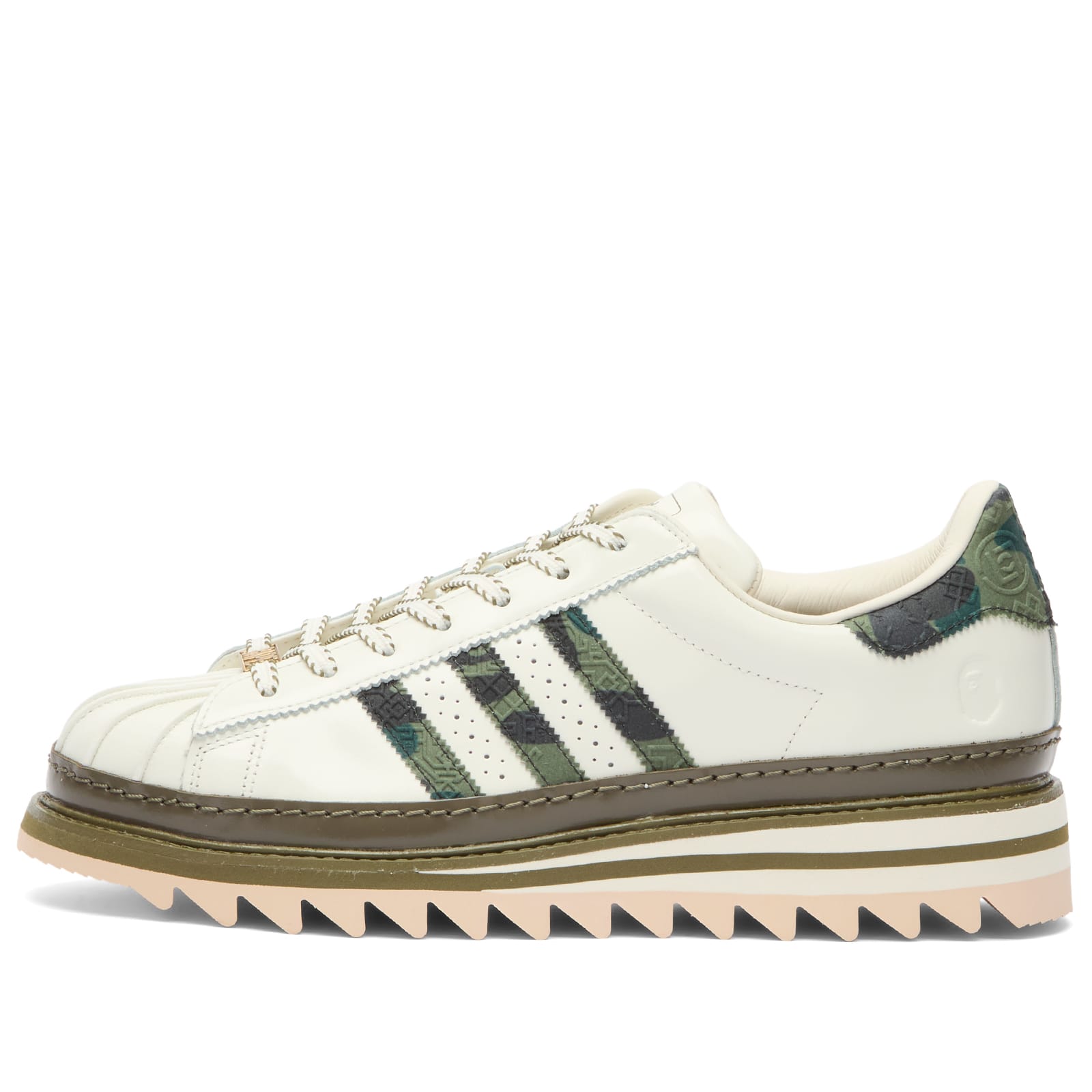 Adidas x CLOT x Bape Superstar by Edisen Chen Sneaker in Off White/Branch/Olive Cargo - KJ1473