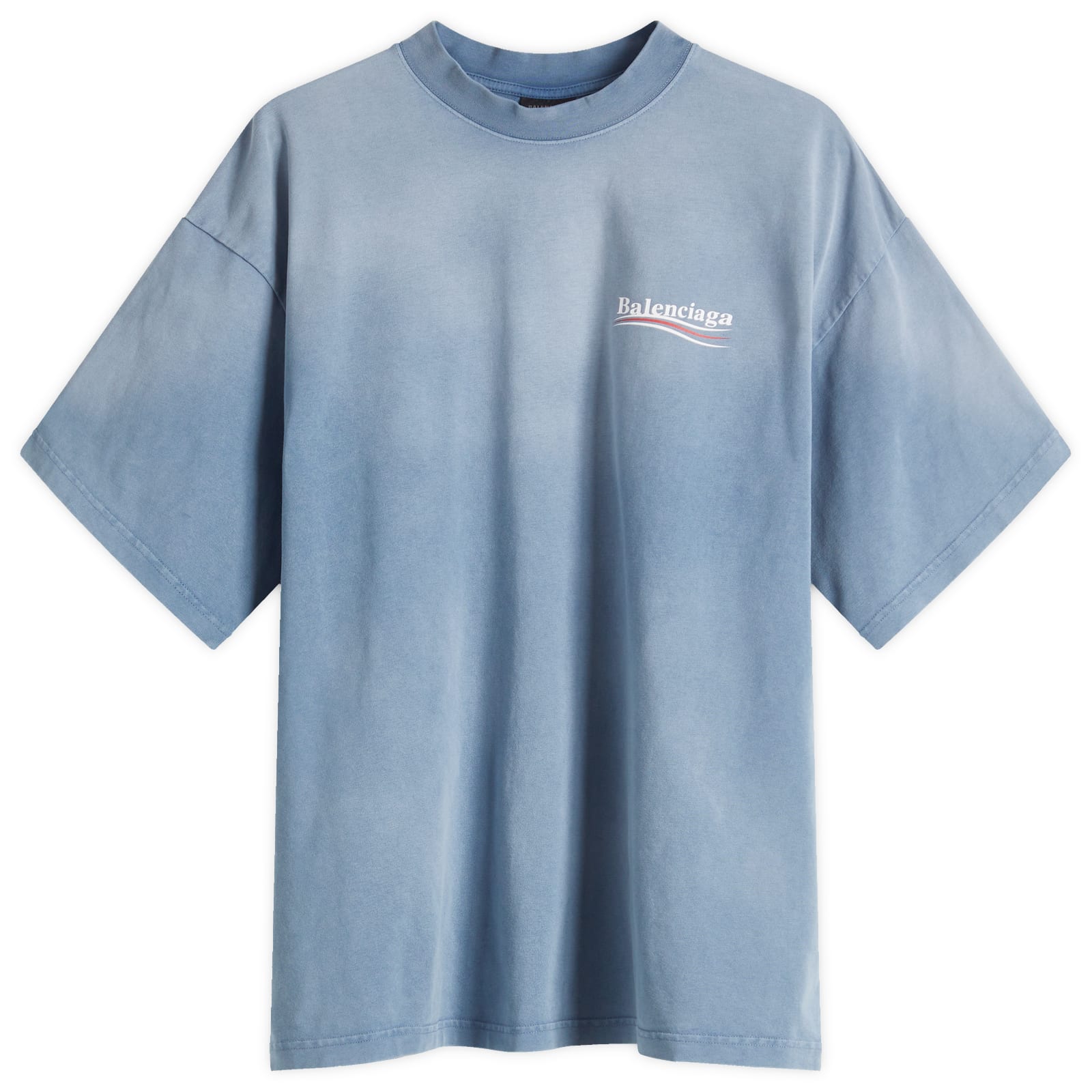 【BALENCIAGA】 ブルー Political Campaign ミディアムTシャツ Men's Political Campaign T-shirt Medium Fit in Faded Blue