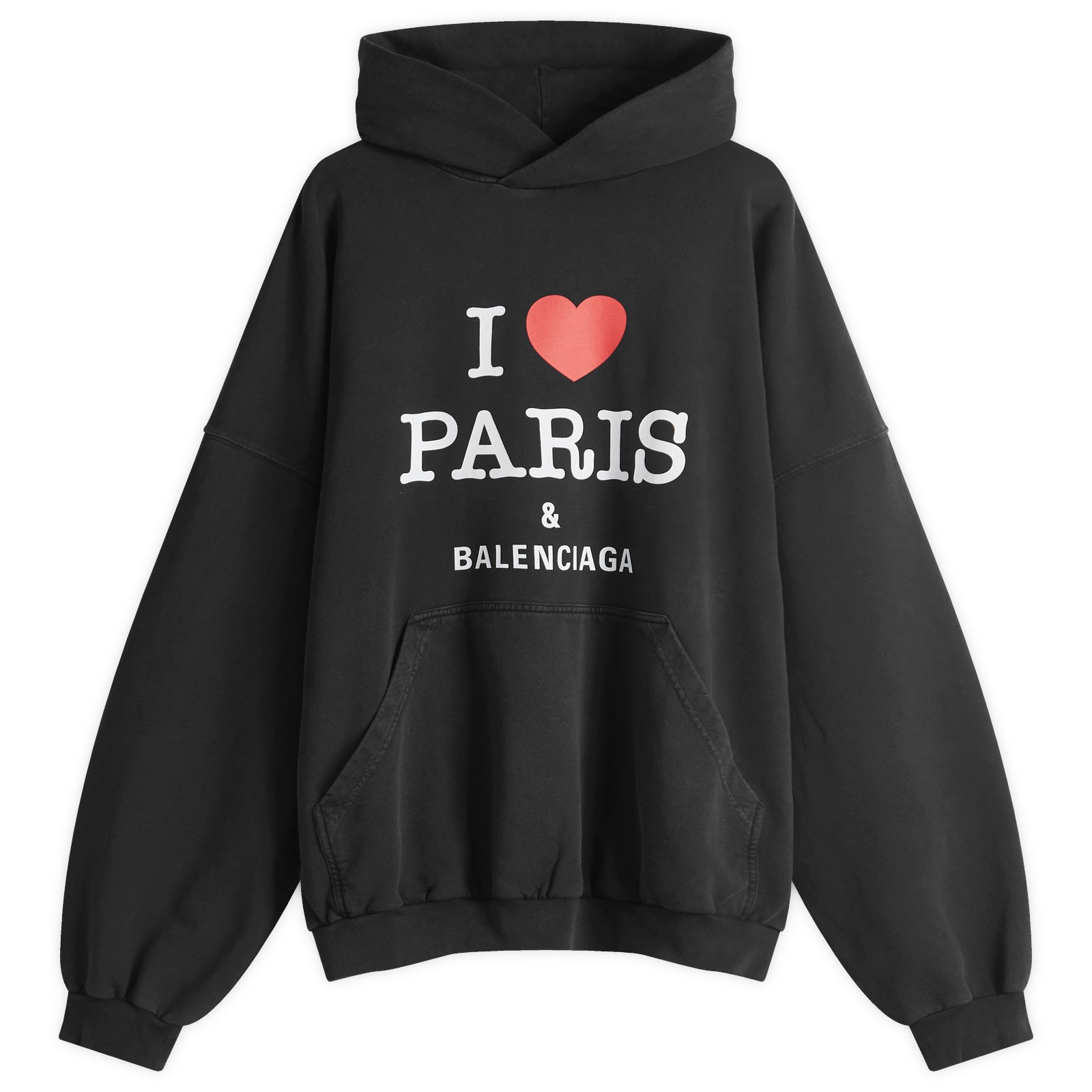 Balenciaga I Heart Paris Logo Large Fit Hoodie Faded Washed