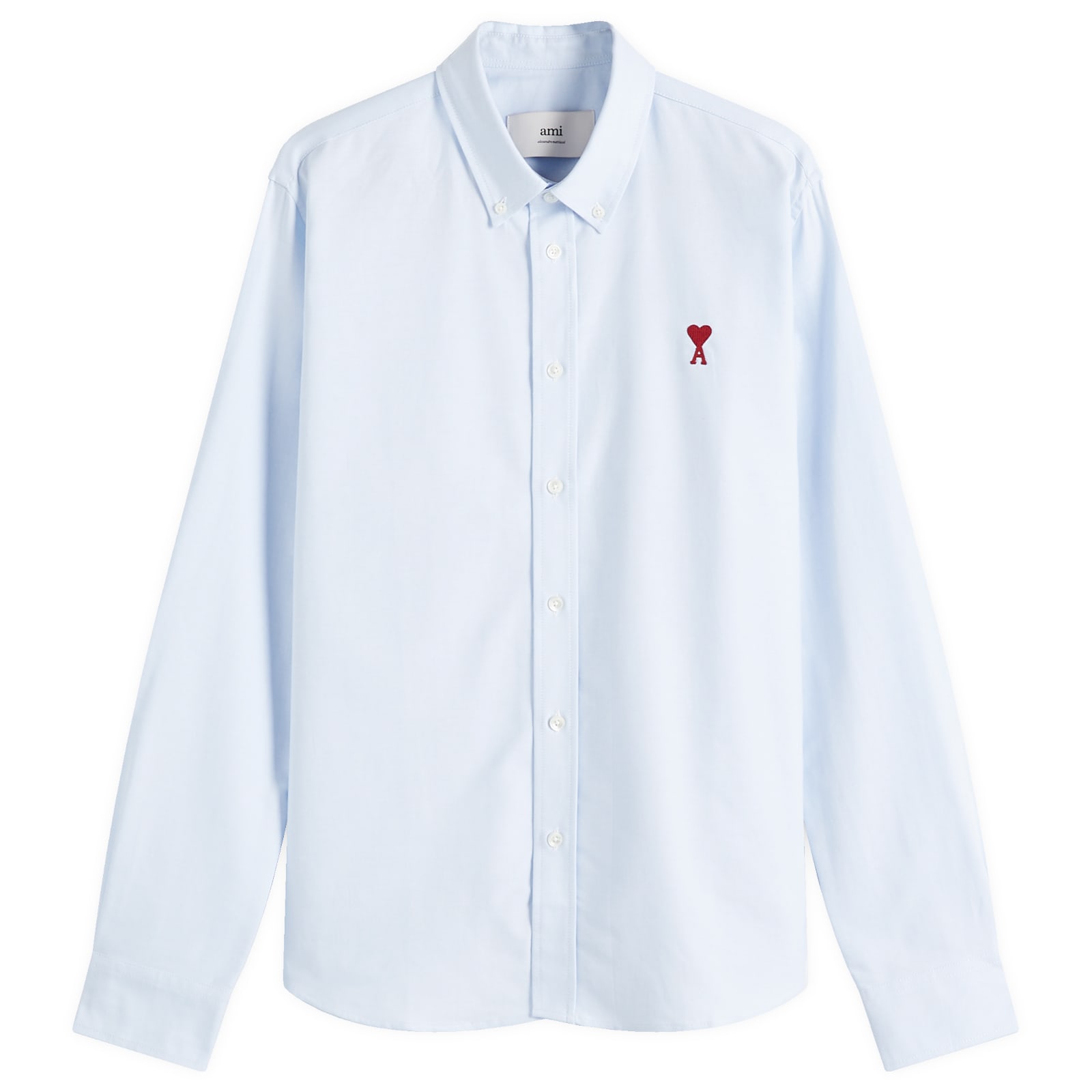 AMI Paris Heart Button Down Oxford Shirt Sky Blue | END. (US)