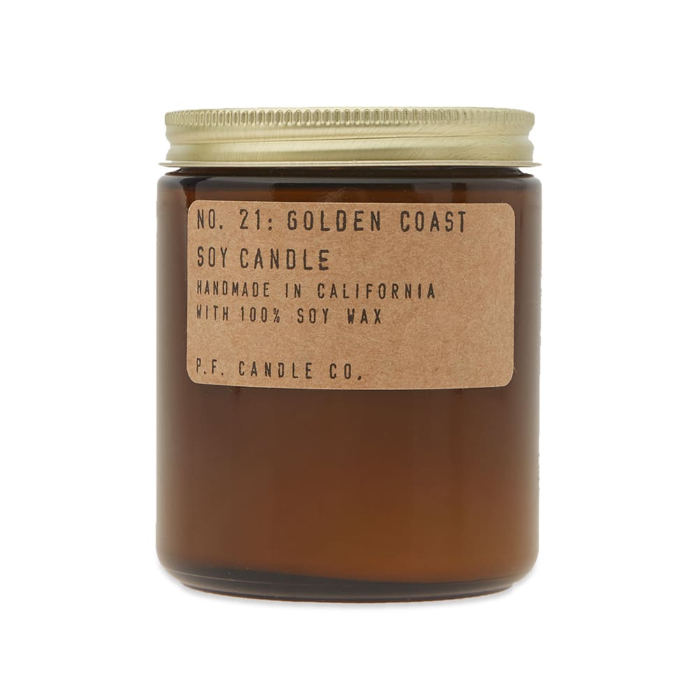 Diving into the fresh Cali breeze, P.F. Candle Co.'s Golden Coast candle takes on the veil of the West-Coast with its subtle salty hits. Hand-poured in the label’s L.A.-based studio, this all-natural soy candle is invigorated with refreshing notes of eucalyptus, redwood and white lavender. Housed in the brand’s signature amber jar, it’s sure to bring a rustic, authentic feel to any interior setting.

7.2oz
Natural Soy Wax
Phthalate-Free Fragrance Oil
Cotton Wick
40-50 Hours Burn Time
Handmade in California
Also Available in: 12.5oz & 3.5oz