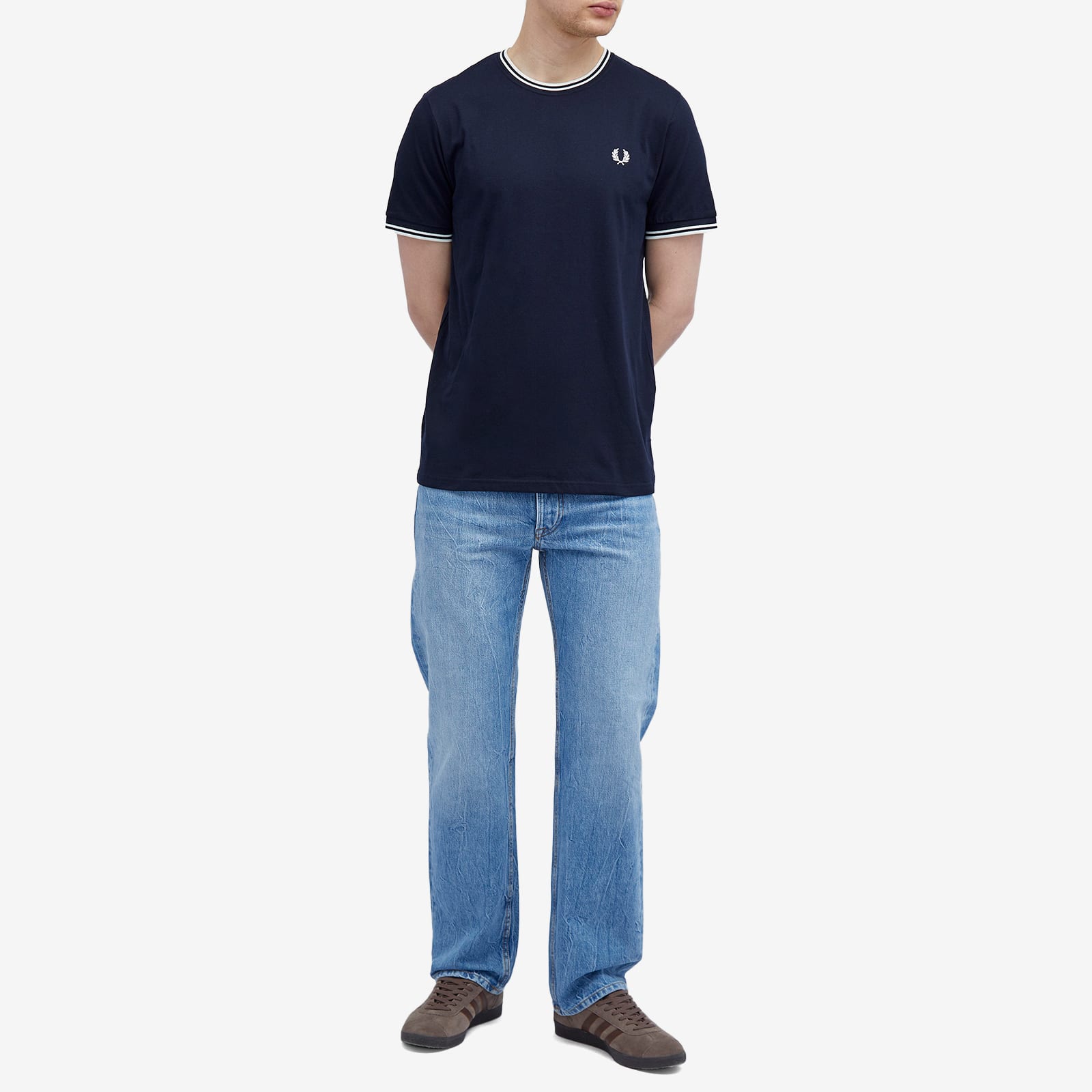 Tシャツ・カットソー FRED PERRY [Baseline] Twin Tipped T-Shirt 5JH350 M1588_100_V2_BASELINE_MOD1_FRO