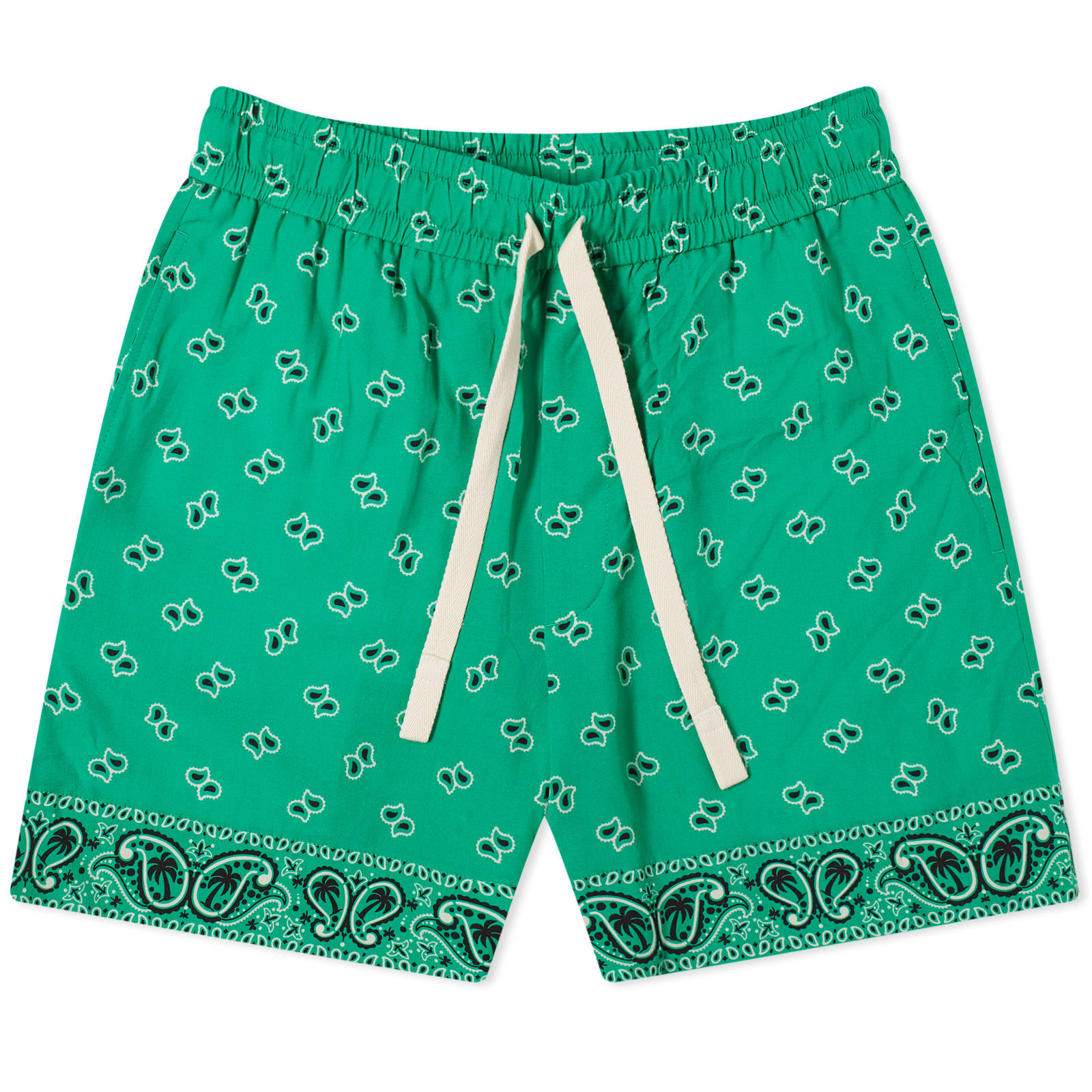 Palm Angels Men's Paisley Shorts Green - Curated Menswear