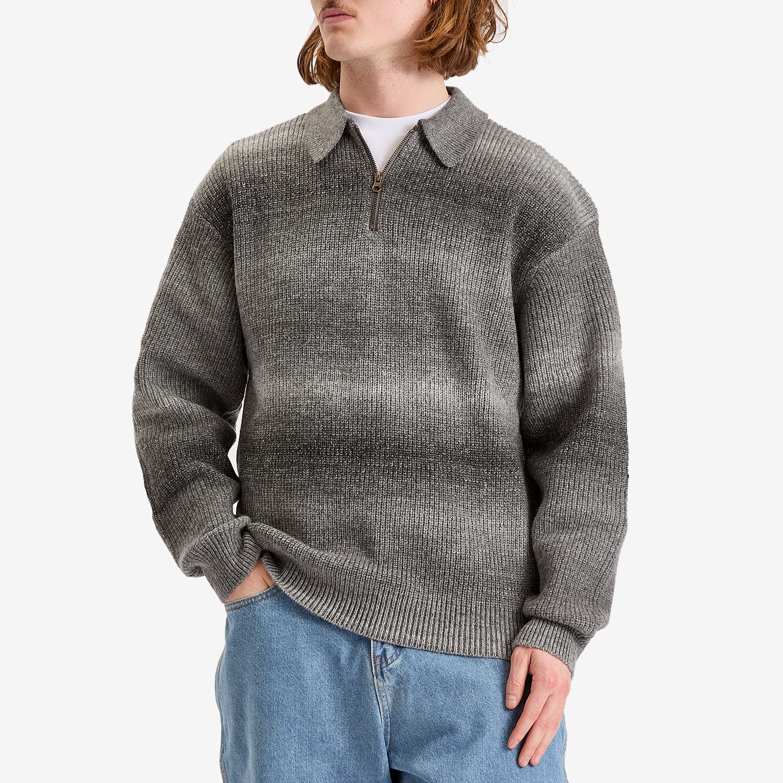 Butter Goods Men's Beams 1/4 Zip Knit Polo Charcoal - Curated Menswear