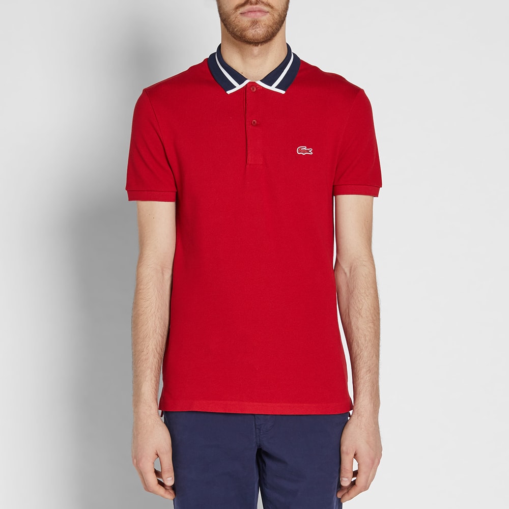 Lacoste Ribbed Collar Polo Ladybird, Navy & White END.