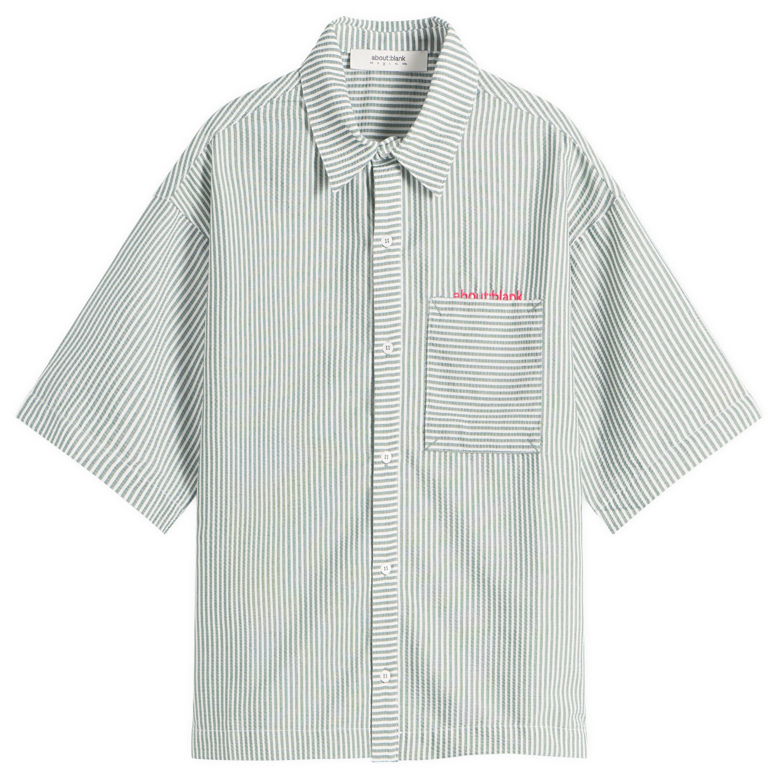 about:blank Men’s Seersucker Short Sleeve Shirt Green