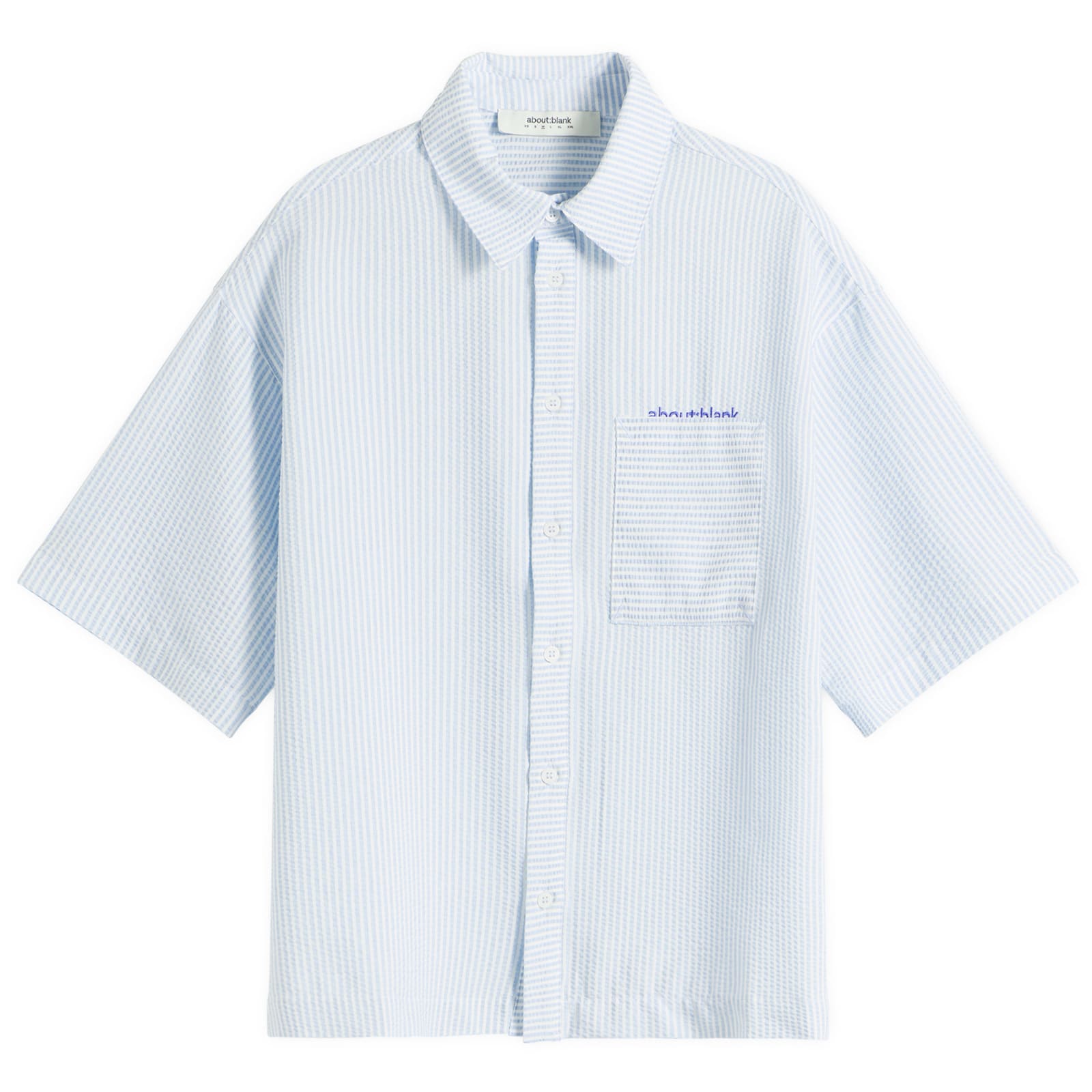 about:blank Men’s Seersucker Short Sleeve Shirt Blue