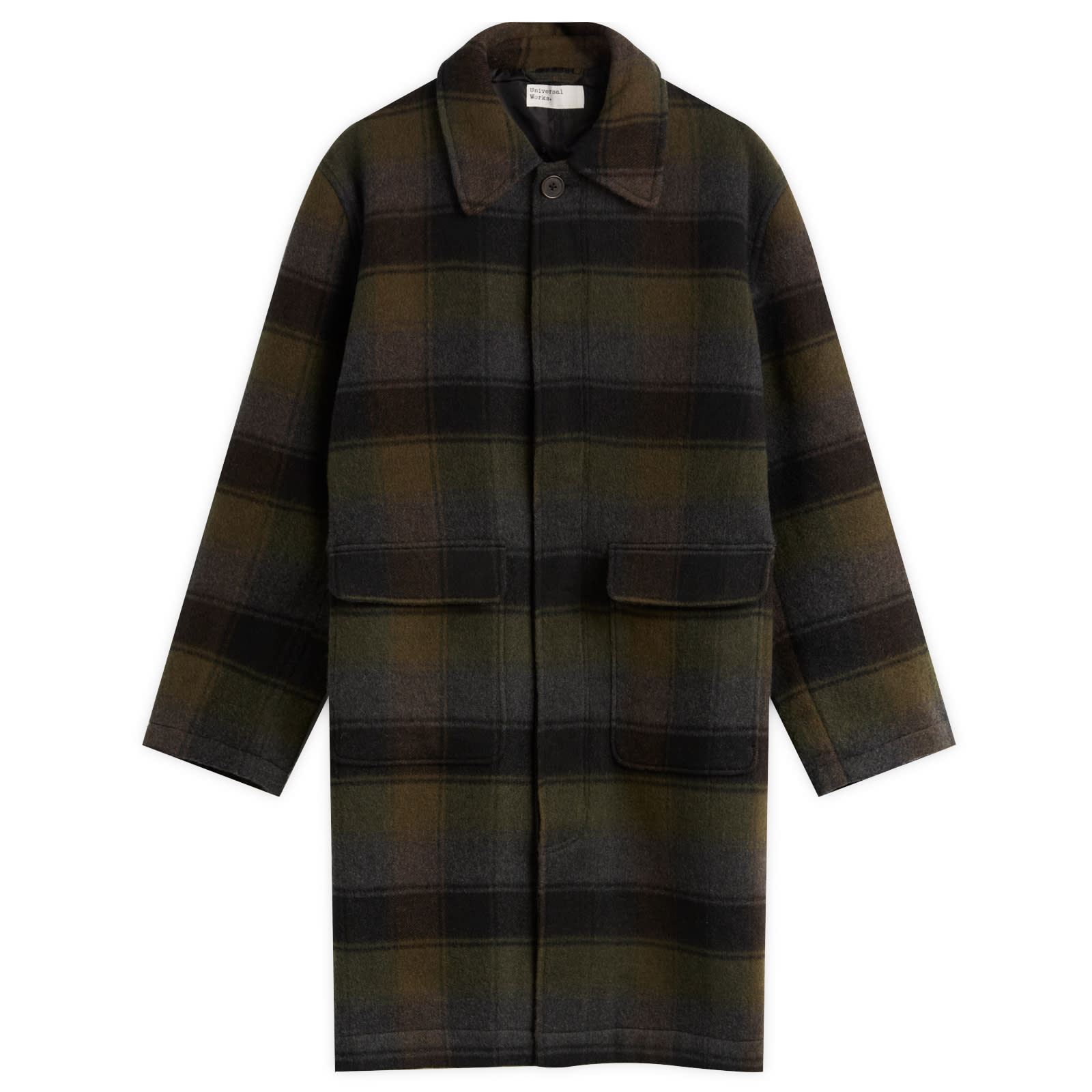 Universal Works Men’s Berlin Wool Check Account Coat Black/Brown