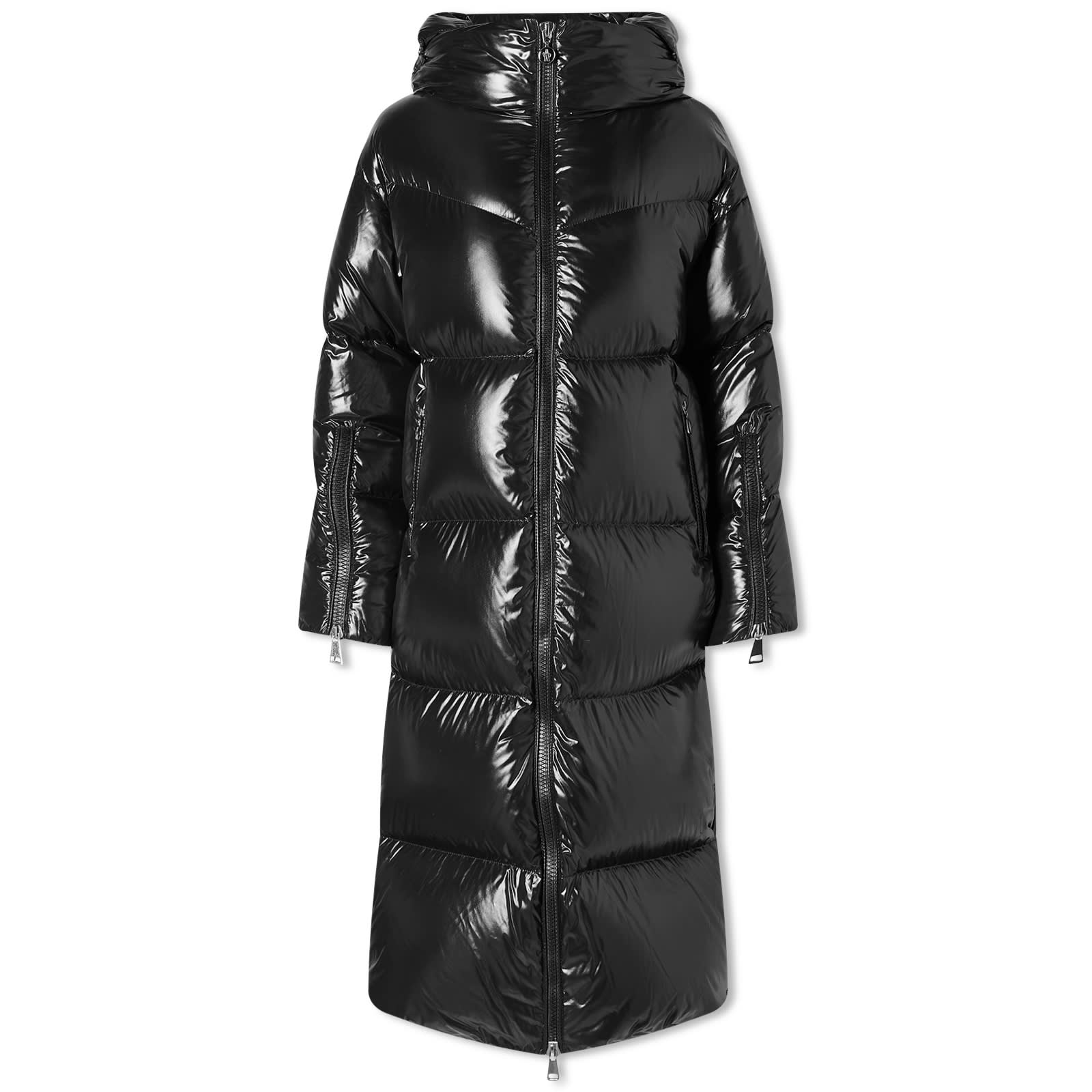 Moncler Huppelong Logo Collar Long Padded Coat Black | END. (GB)