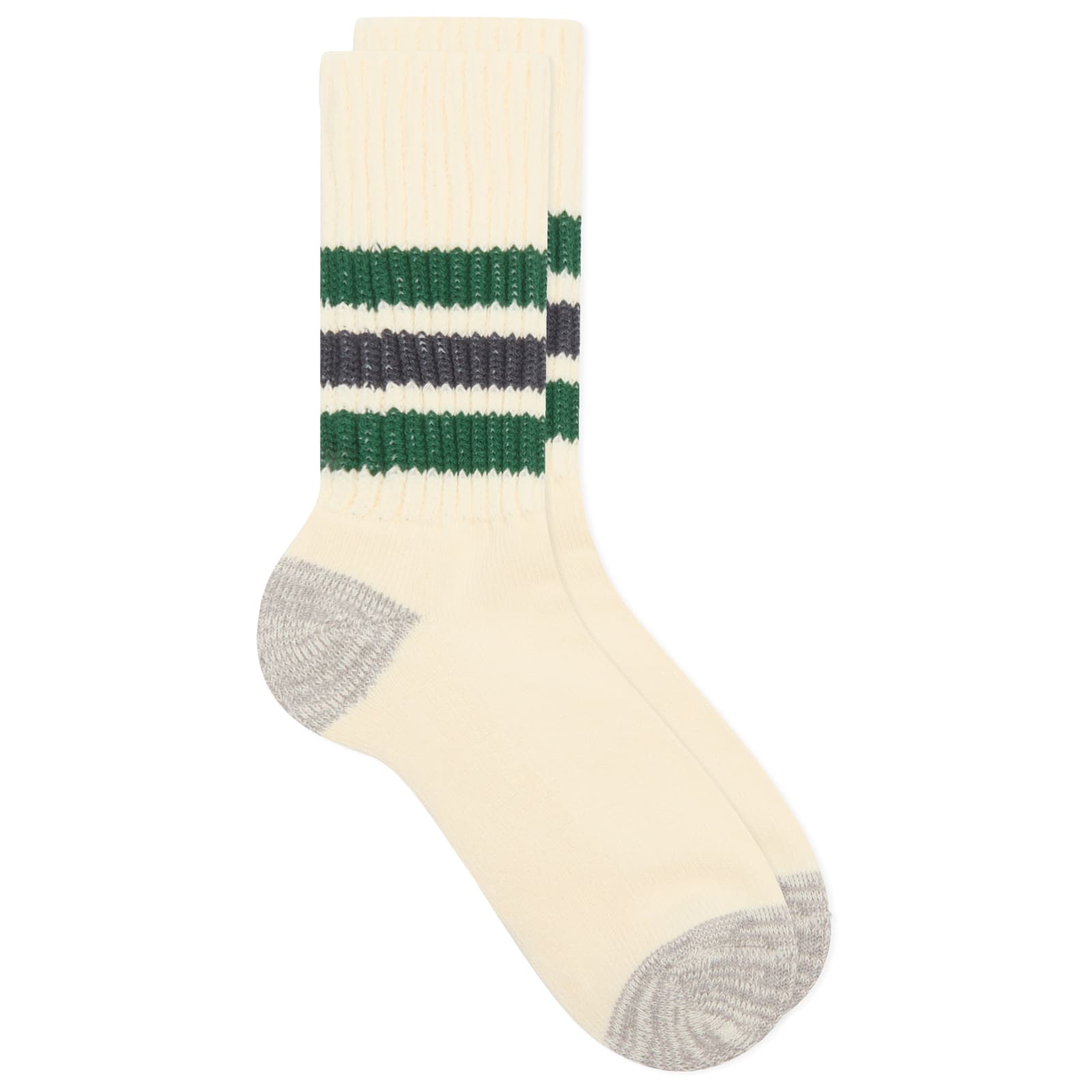 RoToTo Men’s Coarse Ribbed Old School Crew Socks Green/Charcoal