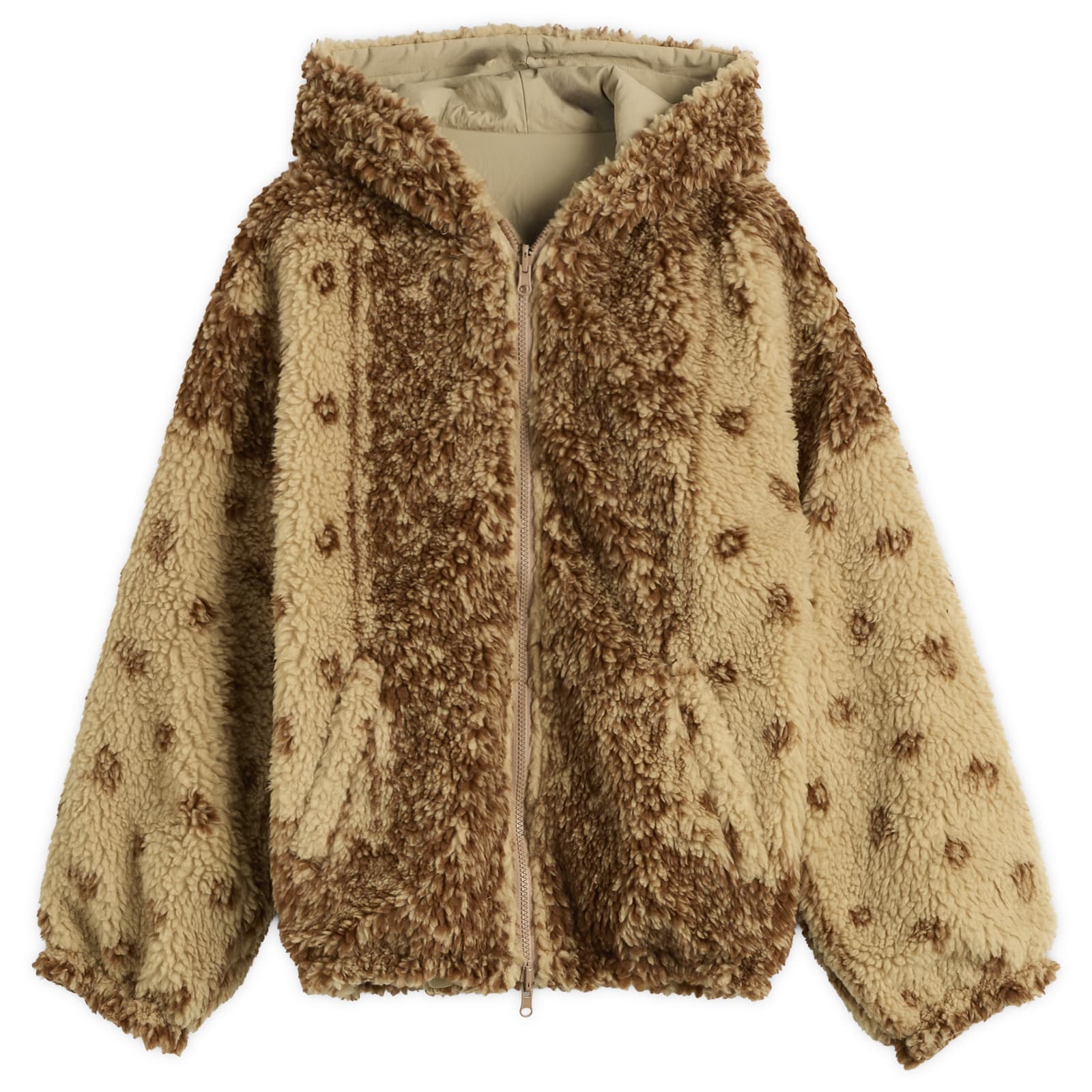 NOMARHYTHM TEXTILE Men’s DYG Reversible Sherpa Fleece Hoodie Beige