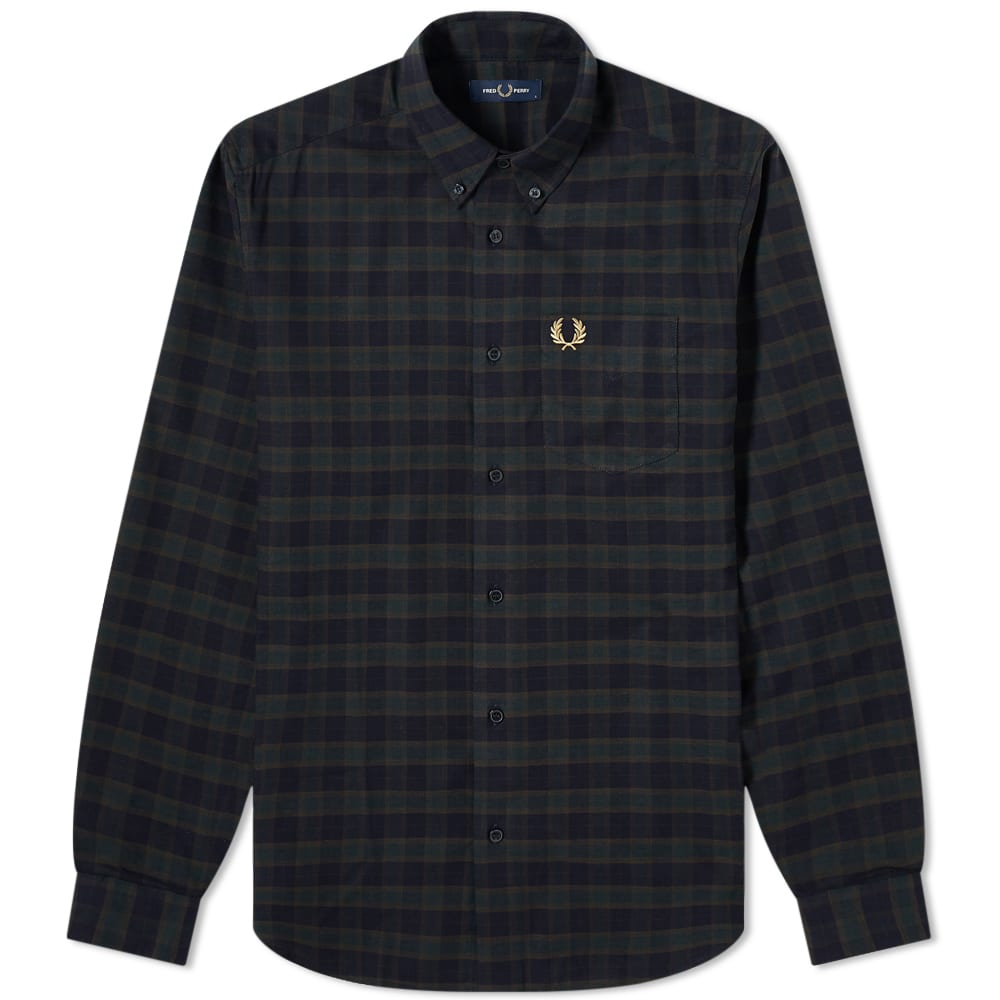 Fred Perry Micro Tartan Shirt Navy 