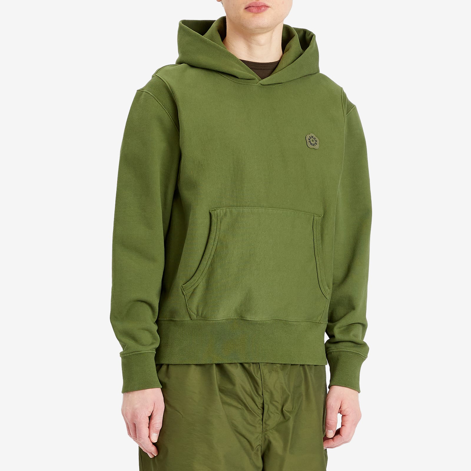 Kenzo Men's Gots Boke Flower 2.0 Embroidered Classic Hoodie Khaki