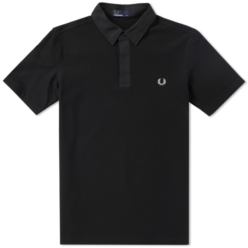Fred Perry Waffle Collar Pique Polo Black (HK)
