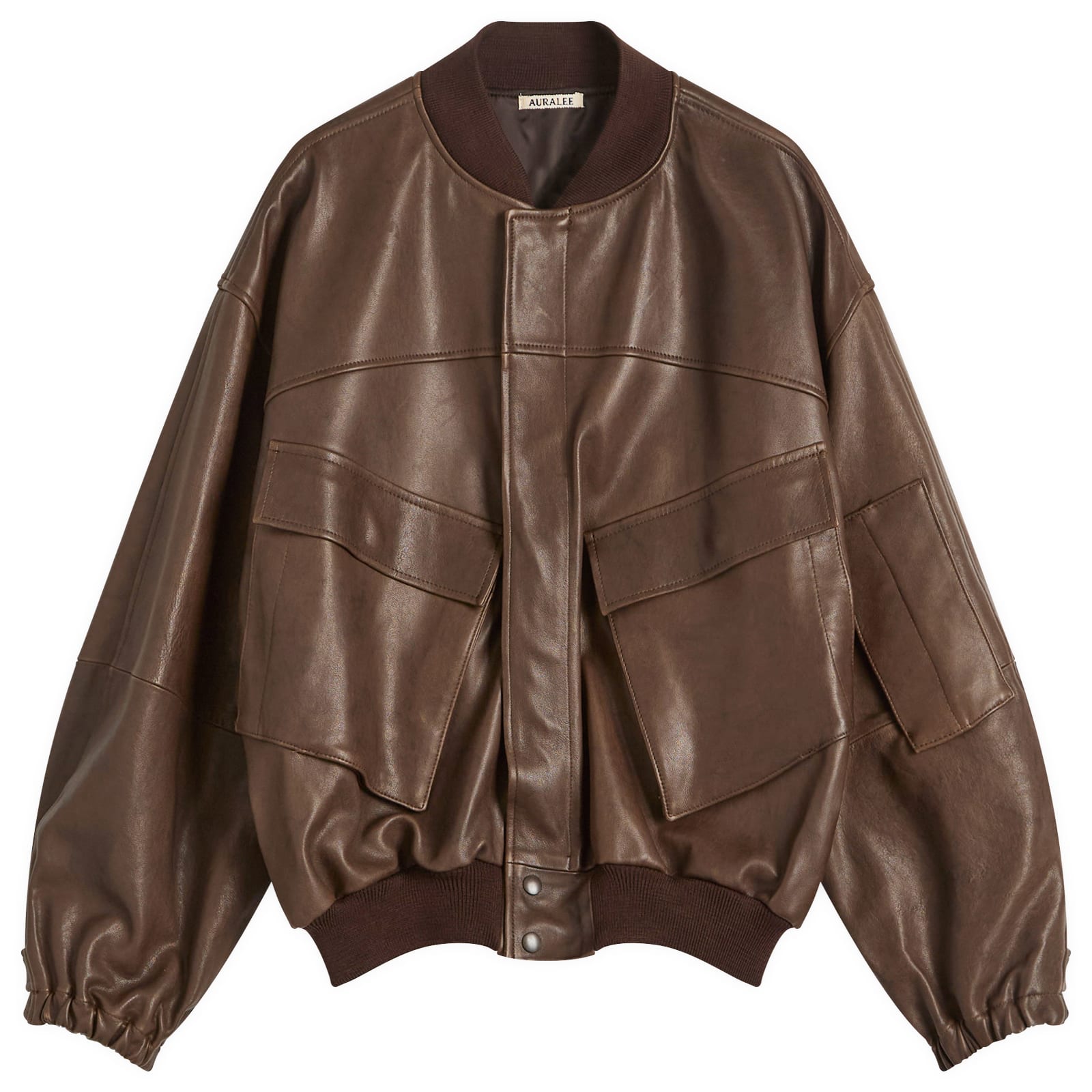 Auralee Lamb Leather Flight Blouson Brown | END. (CA)