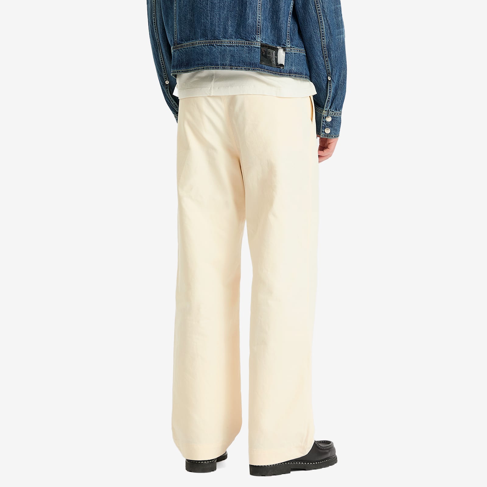 Auralee Men's Washed Finx Chino One-Tuck Pants Ivory White