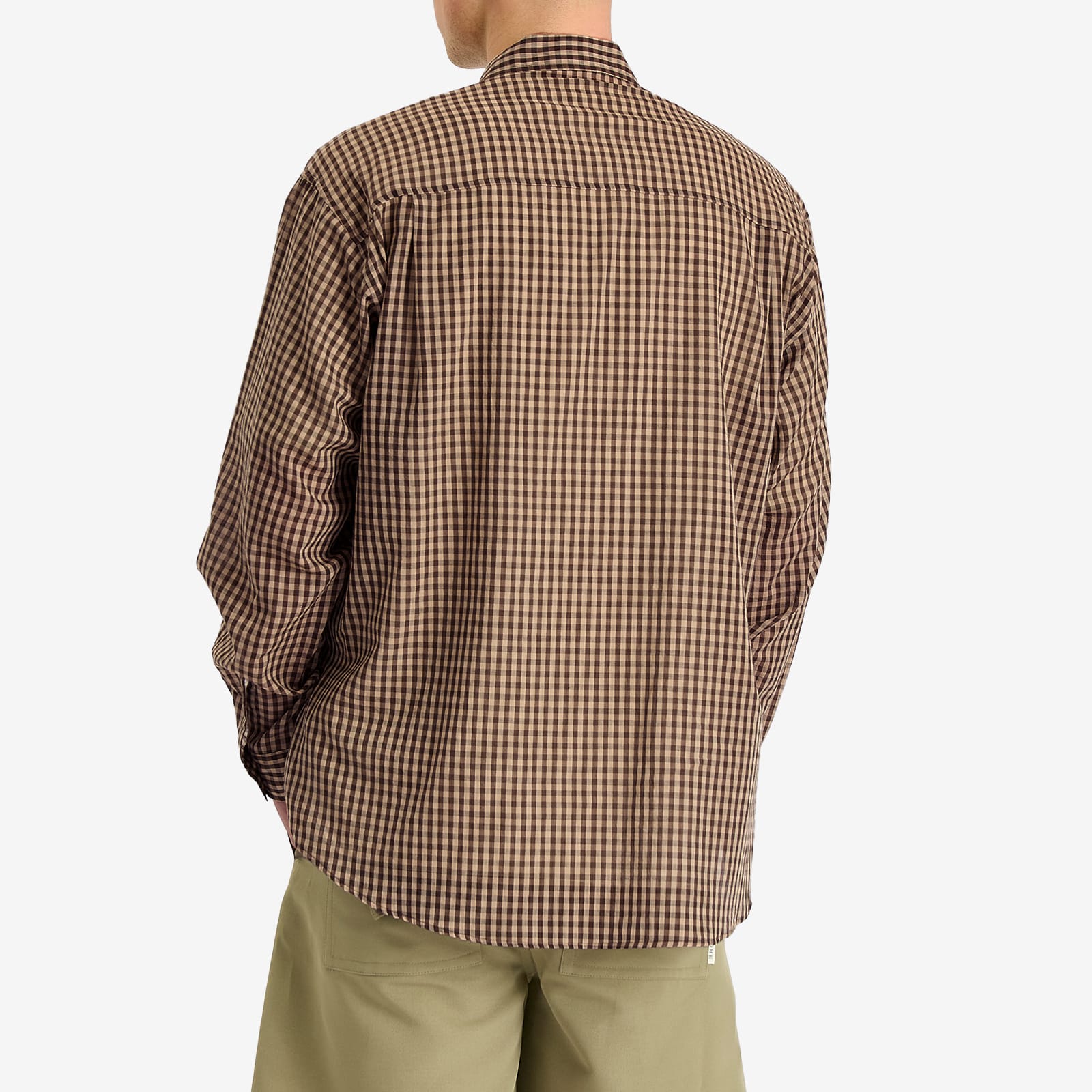 Auralee Men's Airy Light Cotton Check Big Shirt Brown Gingham
