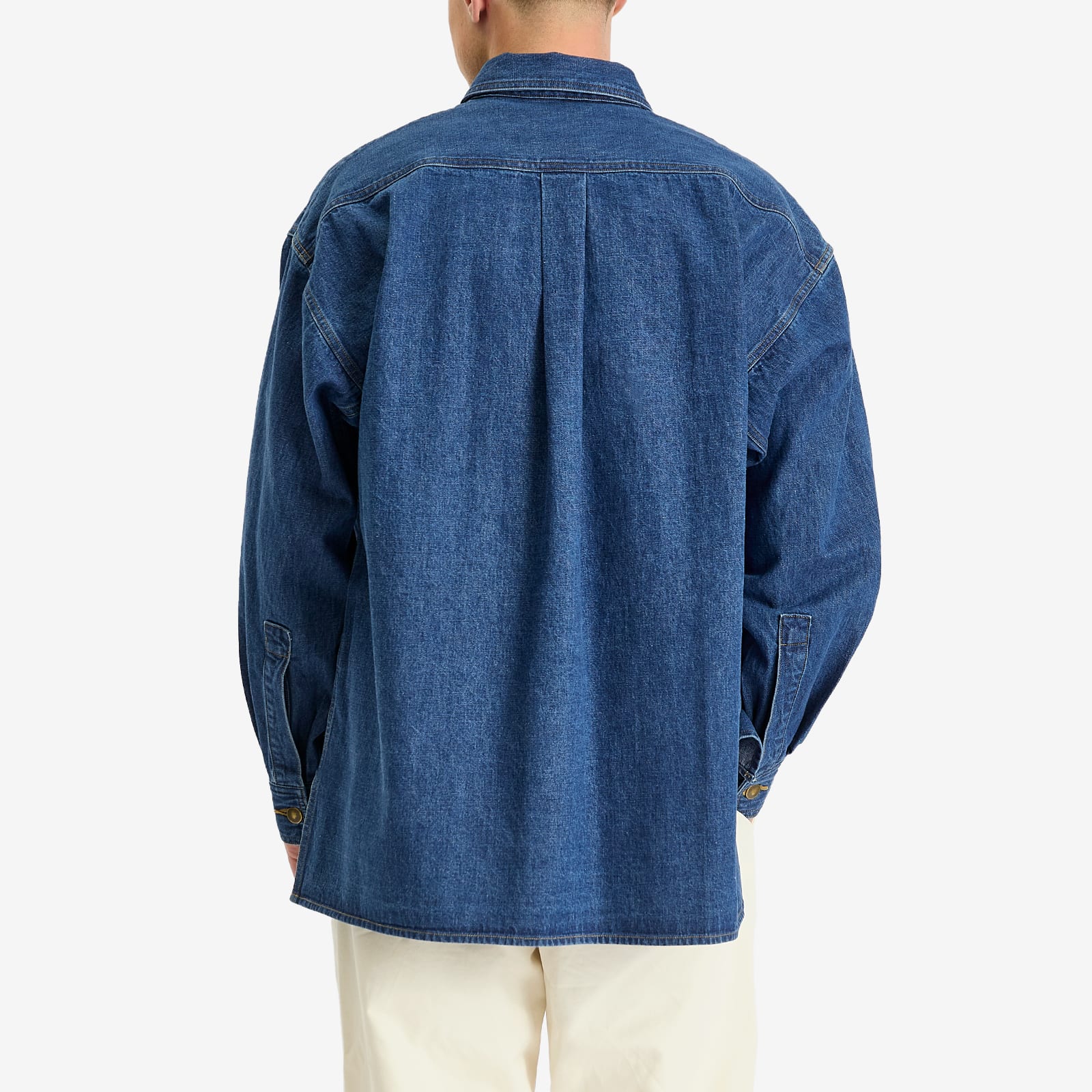 Auralee Men's Selvedge Light Oz Denim Shirt Midium Washed Indigo