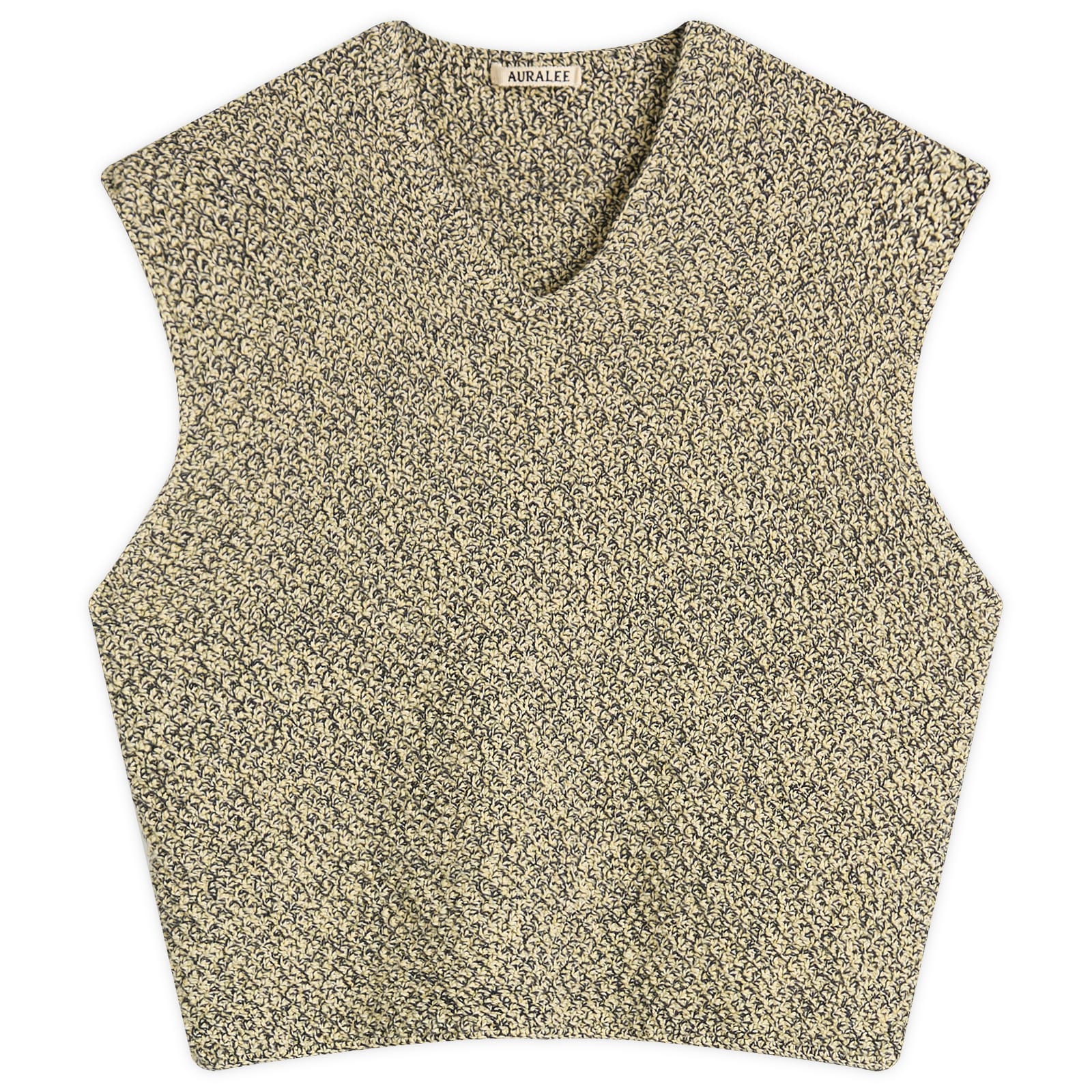 Auralee Men's Cotton Cashmere Cord Knit Vest Lime/Navy