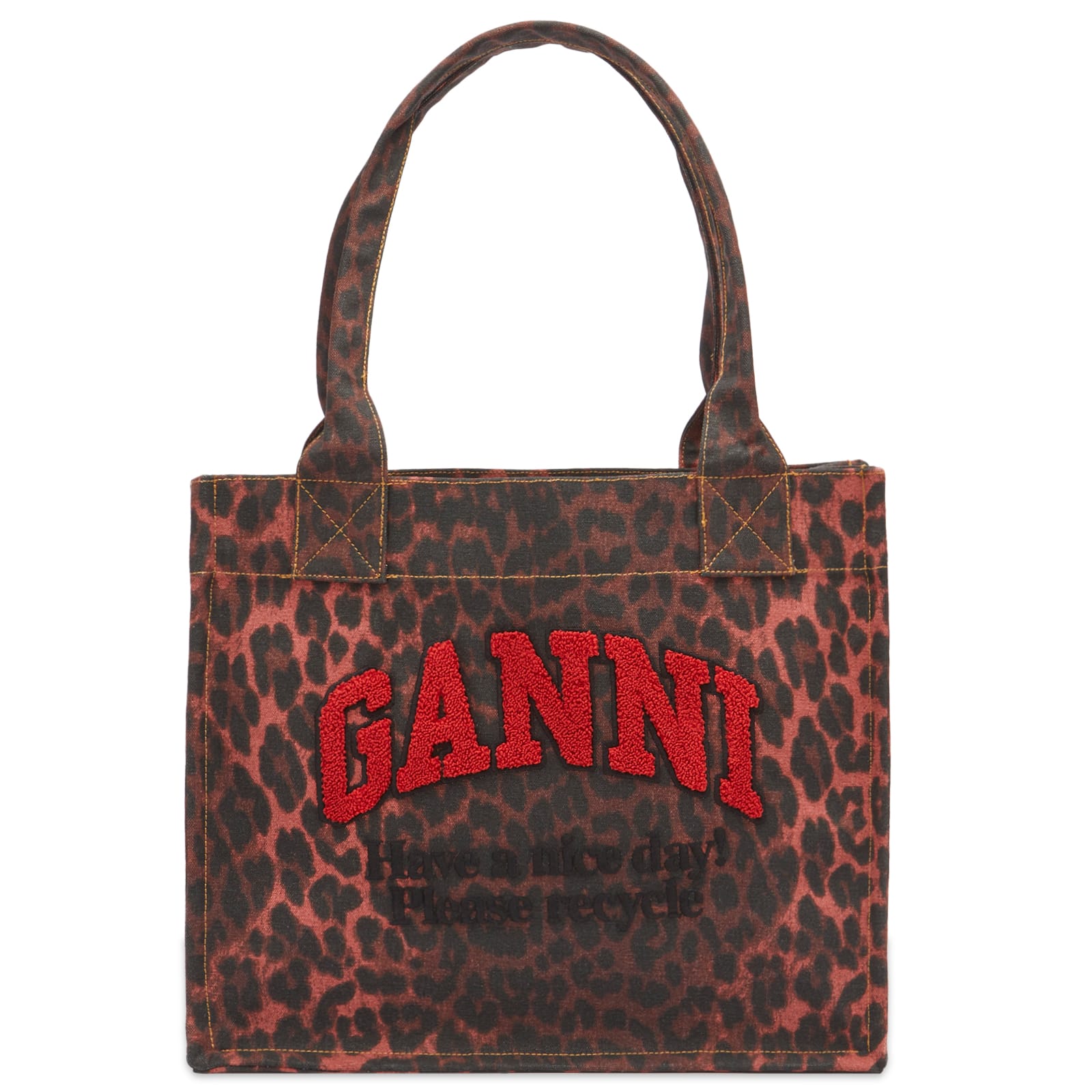 【GANNI 】Large Easy Shopper Print Tote トート レオパード Large Easy Shopper Print - Leopard
