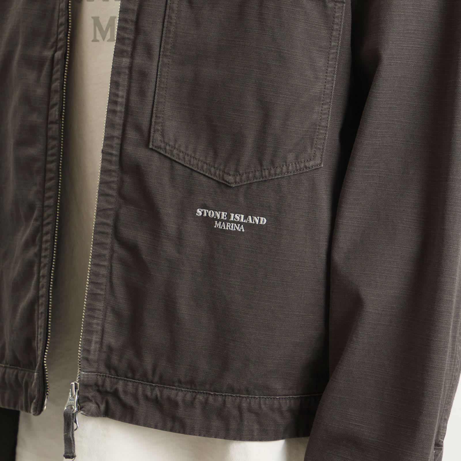 Stone Island Men's Marina Batavia-TC Zip Jacket Lead Grey