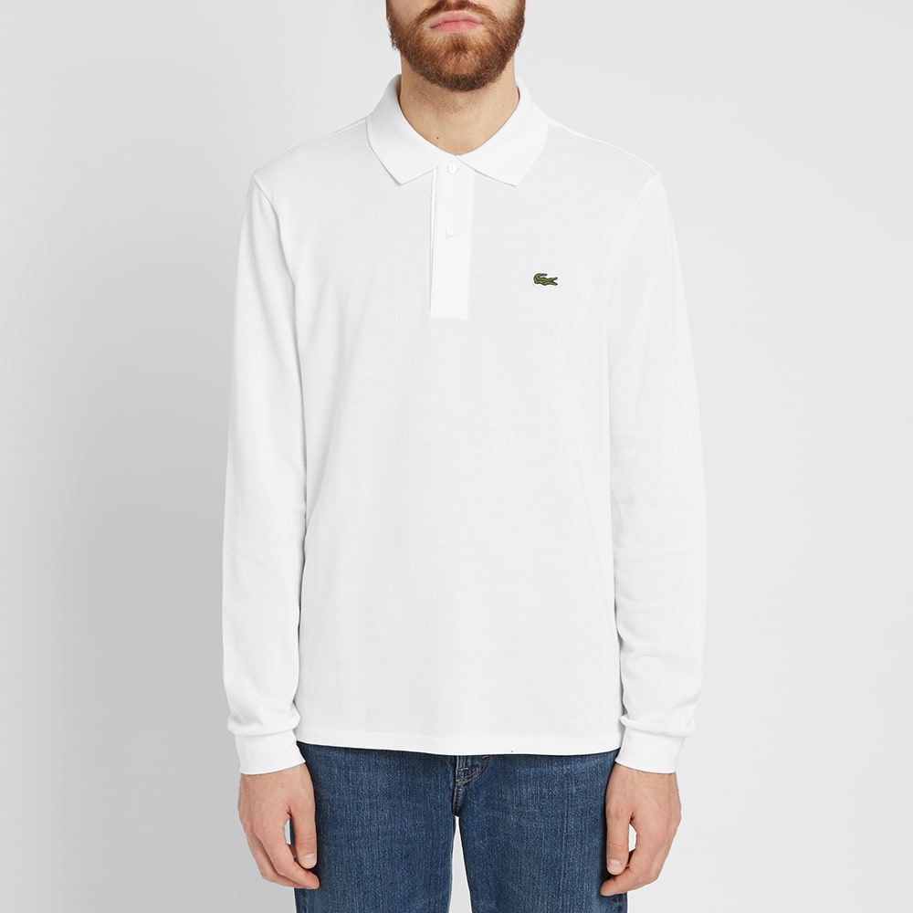 White lacoste long sleeve polo Clearance