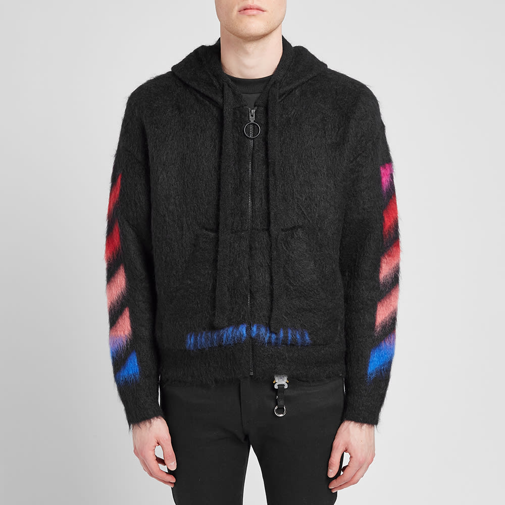 Off-White Diagonal Sleeve Mohair Zip Hoody Black | END. (Europe)