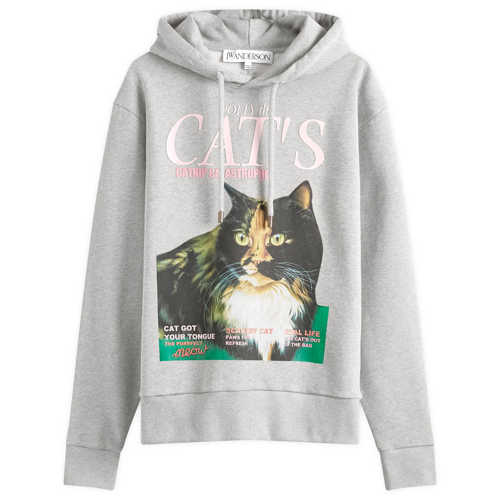 JW ANDERSON 猫フリントフティ JW0195PG0771 945 JW Anderson Cat Print Hoodie Mid Grey Melange | END. (US)