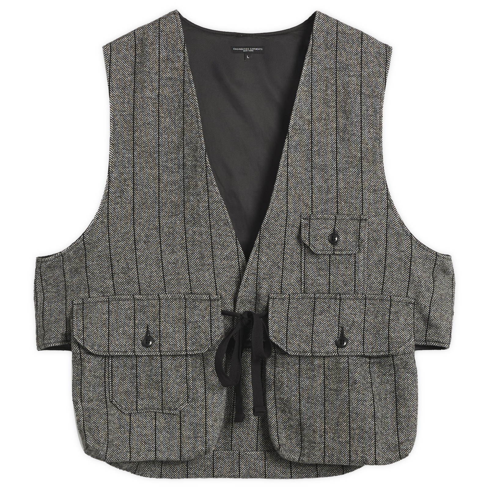 Engineered Garments Men’s Herringbone Wool Fowl Vest Dark Grey