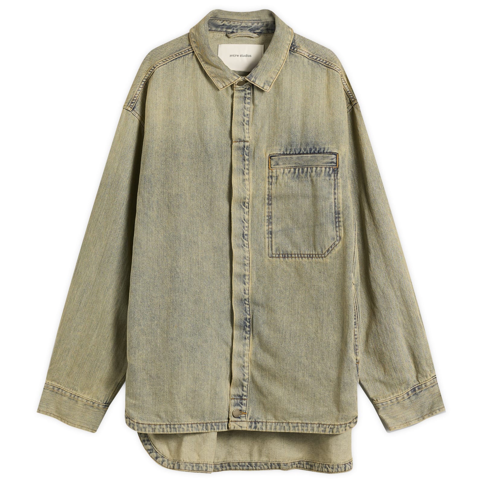 Entire Studios Men's Herculean Denim Shirt in Surface Wave, Size X-Small